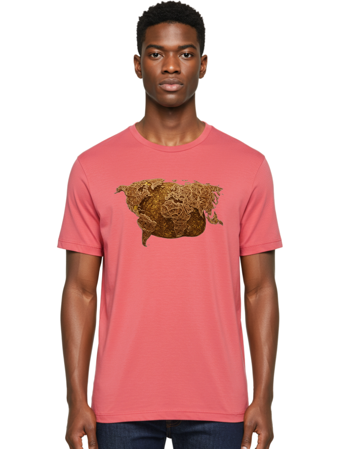 United-States-Map Men'S Graphic Tee, 100% Cotton, Comfortable Casual Summer Wear, Machine Washable, Abstract Map, Usa, Intricate Lines, Earthy Tones, Complex Patterns, Artistic Representation, Geographic Illustration, Detailed Artwork, Bab566