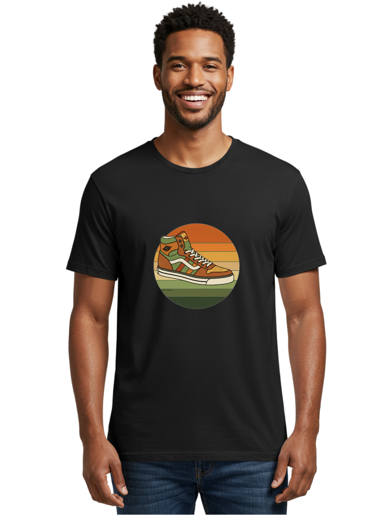Vans-Shoes Men'S Graphic Tee, 100% Cotton, Comfortable Casual Summer Wear, Machine Washable, Vans Sneaker, Streetwear Fashion, Casual Footwear, Skateboarding Shoes, Green And Brown Color Scheme, High-Top Design, White Laces, Bab567