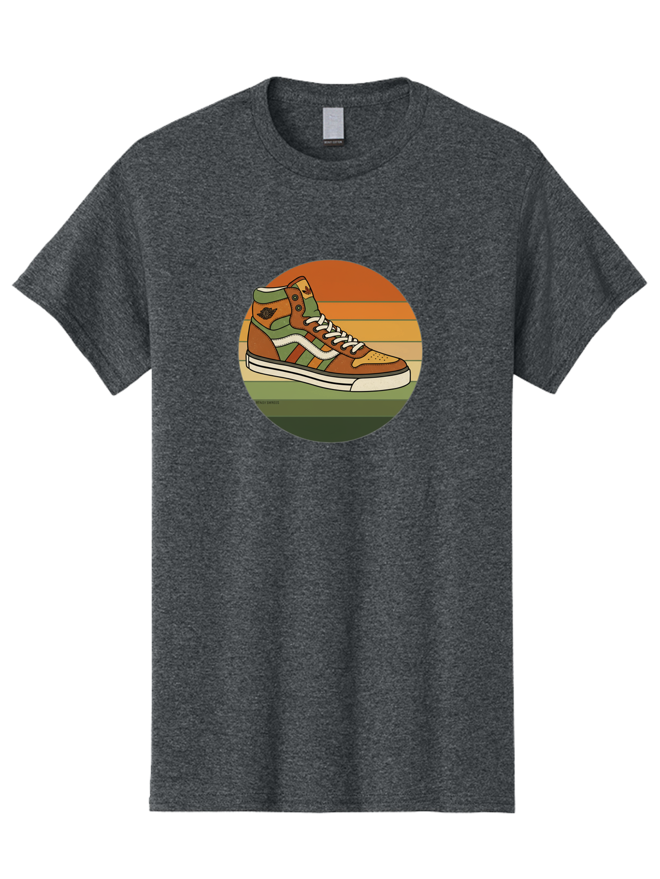 Vans-Shoes Men'S Graphic Tee, 100% Cotton, Comfortable Casual Summer Wear, Machine Washable, Vans Sneaker, Streetwear Fashion, Casual Footwear, Skateboarding Shoes, Green And Brown Color Scheme, High-Top Design, White Laces, Bab567