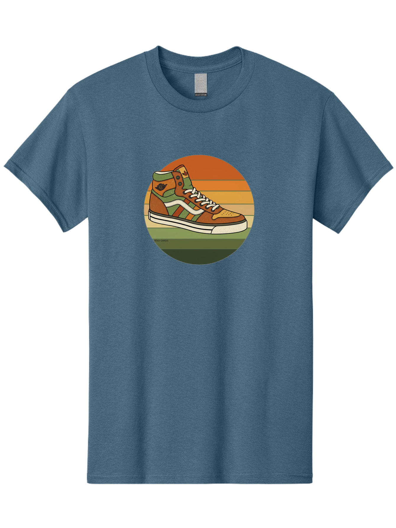 Vans-Shoes Men'S Graphic Tee, 100% Cotton, Comfortable Casual Summer Wear, Machine Washable, Vans Sneaker, Streetwear Fashion, Casual Footwear, Skateboarding Shoes, Green And Brown Color Scheme, High-Top Design, White Laces, Bab567