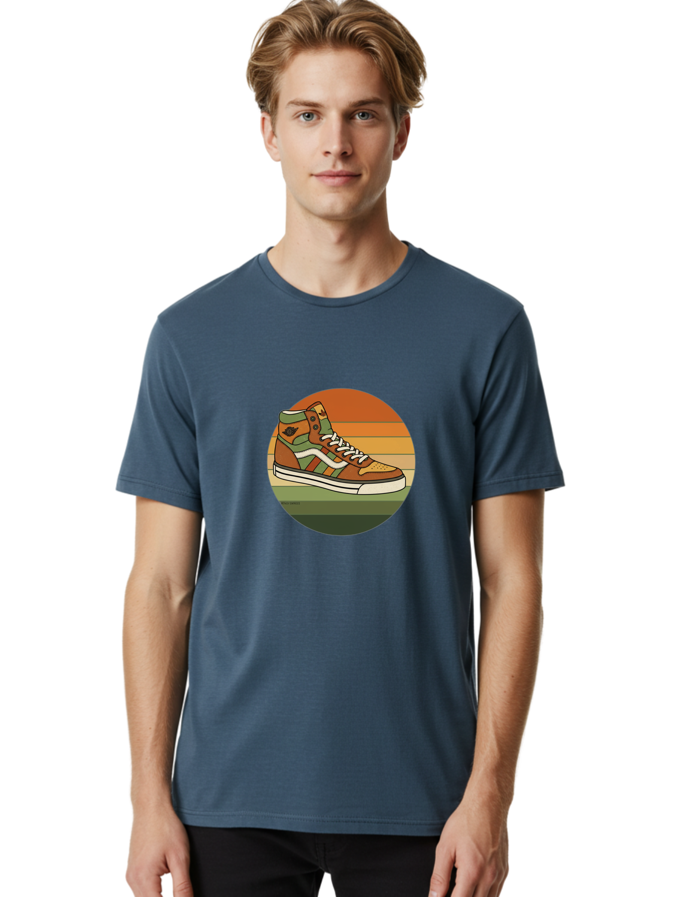 Vans-Shoes Men'S Graphic Tee, 100% Cotton, Comfortable Casual Summer Wear, Machine Washable, Vans Sneaker, Streetwear Fashion, Casual Footwear, Skateboarding Shoes, Green And Brown Color Scheme, High-Top Design, White Laces, Bab567