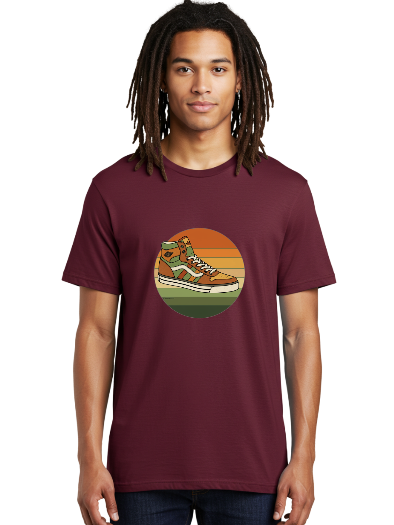 Vans-Shoes Men'S Graphic Tee, 100% Cotton, Comfortable Casual Summer Wear, Machine Washable, Vans Sneaker, Streetwear Fashion, Casual Footwear, Skateboarding Shoes, Green And Brown Color Scheme, High-Top Design, White Laces, Bab567