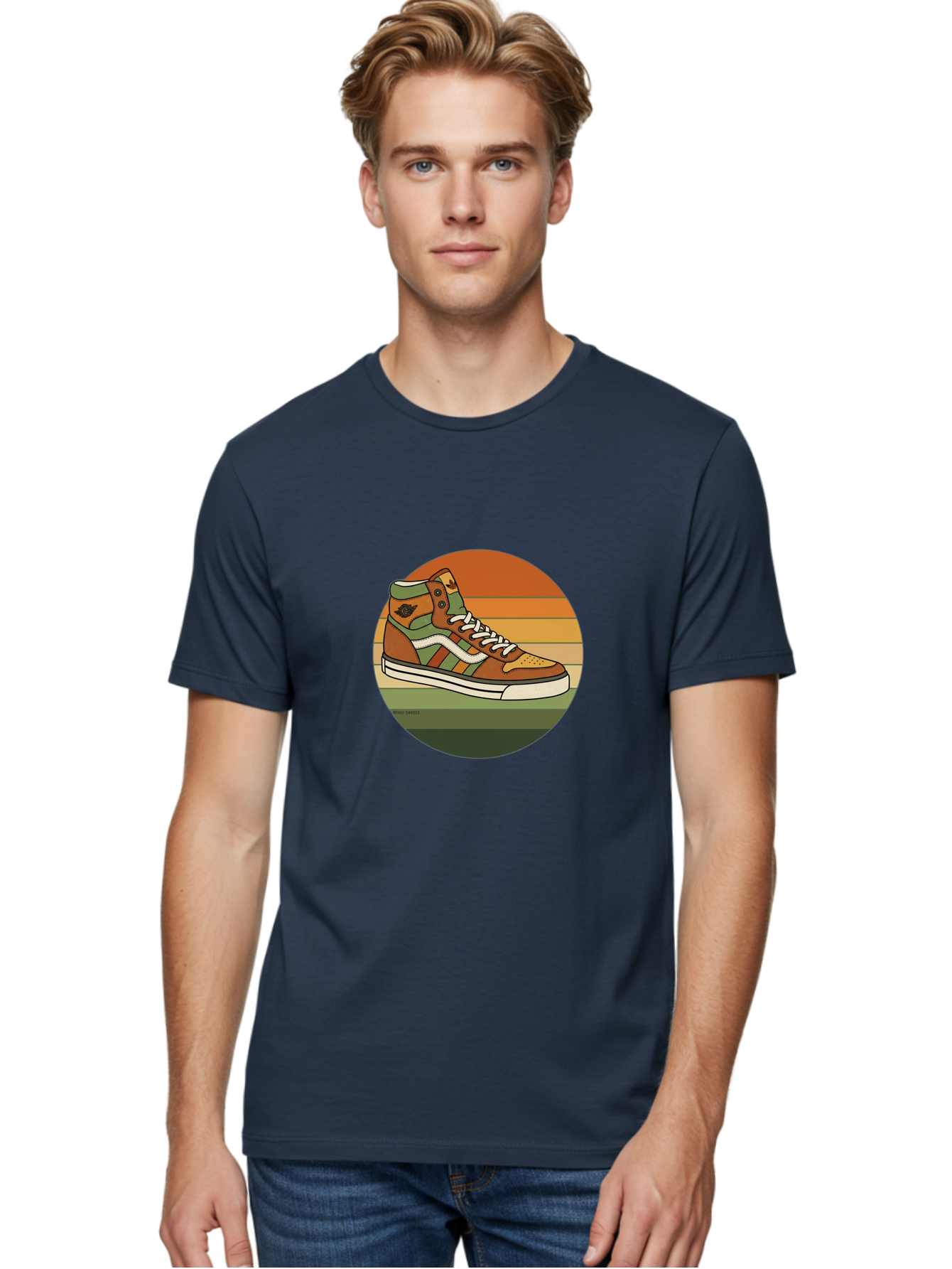 Vans-Shoes Men'S Graphic Tee, 100% Cotton, Comfortable Casual Summer Wear, Machine Washable, Vans Sneaker, Streetwear Fashion, Casual Footwear, Skateboarding Shoes, Green And Brown Color Scheme, High-Top Design, White Laces, Bab567