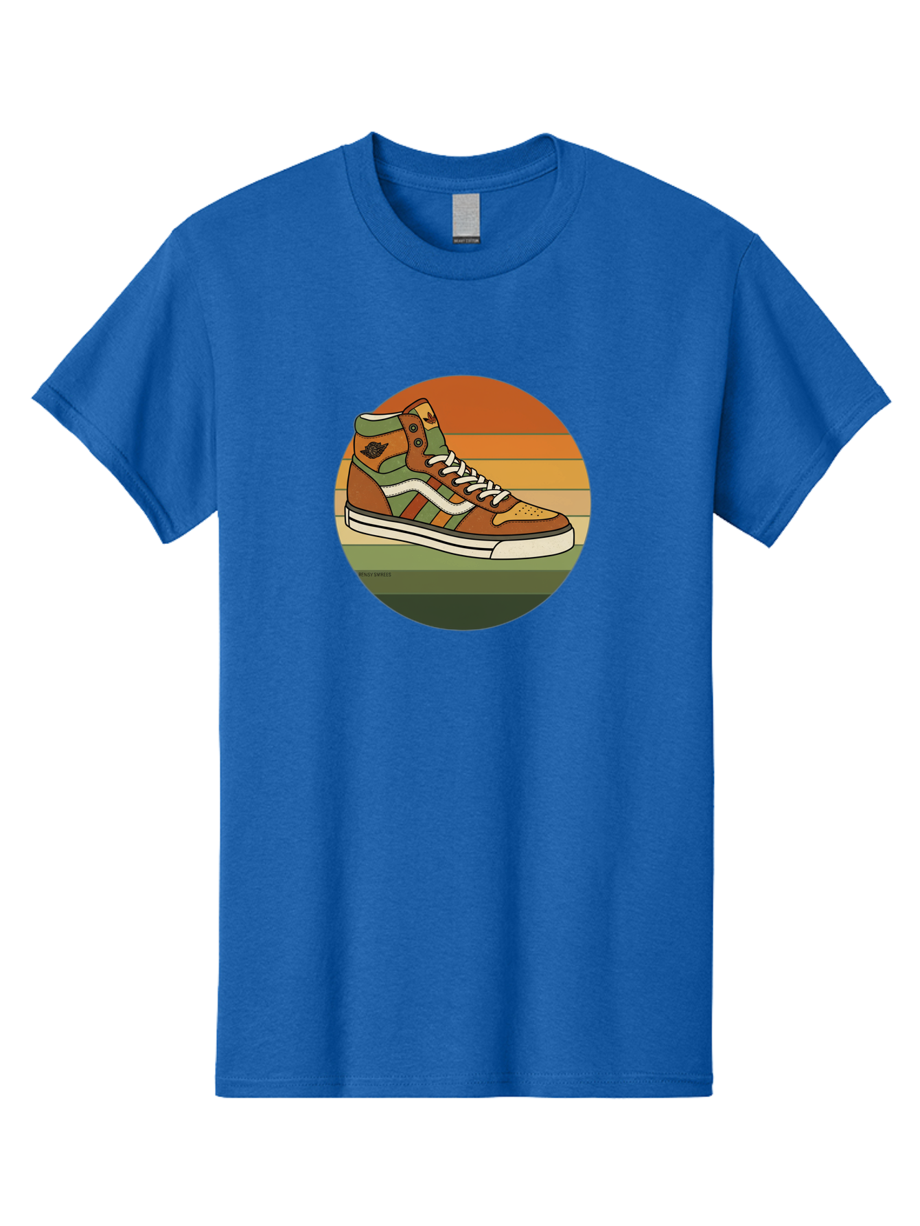 Vans-Shoes Men'S Graphic Tee, 100% Cotton, Comfortable Casual Summer Wear, Machine Washable, Vans Sneaker, Streetwear Fashion, Casual Footwear, Skateboarding Shoes, Green And Brown Color Scheme, High-Top Design, White Laces, Bab567
