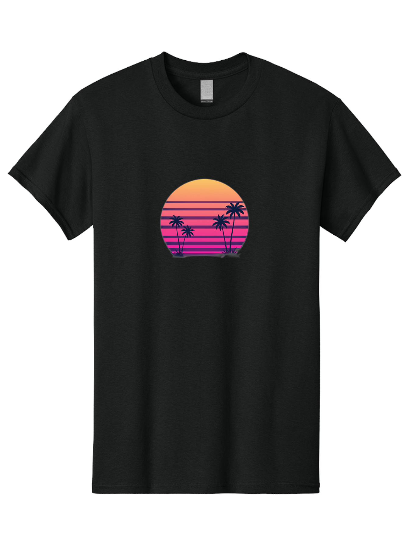 Vaporwave-Sunset Men'S Graphic Tee, 100% Cotton, Comfortable Casual Summer Wear, Machine Washable, Vaporwave Aesthetic, Retro Futurism, Sunset Landscape, Palm Trees, Neon Colors, Synthwave Art, Retro Style, 80S Vibe, Tropical Scenery, Bab568