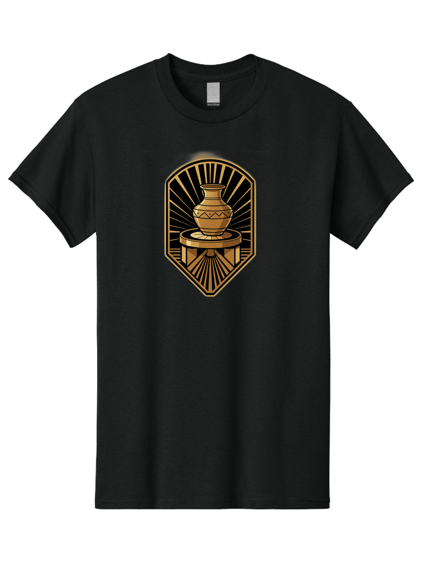 Vase-On-Pedestal Men'S Graphic Tee, 100% Cotton, Comfortable Casual Summer Wear, Machine Washable, Golden Vase, Decorative Pot, Ornate Design, Geometric Patterns, Luxurious Feel, Ancient Artifact, Stylish Decor, Elegant Display, Bab569