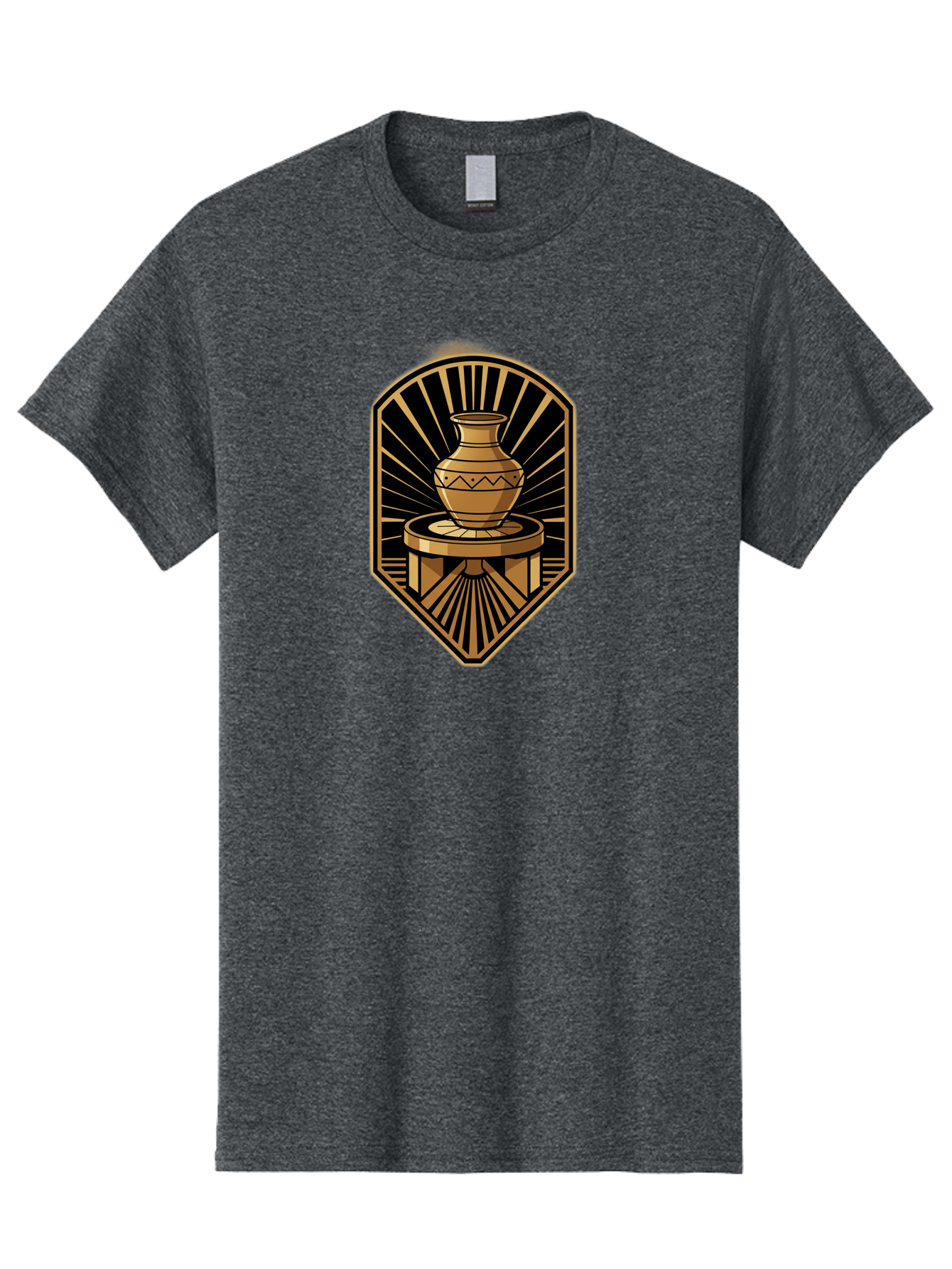 Vase-On-Pedestal Men'S Graphic Tee, 100% Cotton, Comfortable Casual Summer Wear, Machine Washable, Golden Vase, Decorative Pot, Ornate Design, Geometric Patterns, Luxurious Feel, Ancient Artifact, Stylish Decor, Elegant Display, Bab569