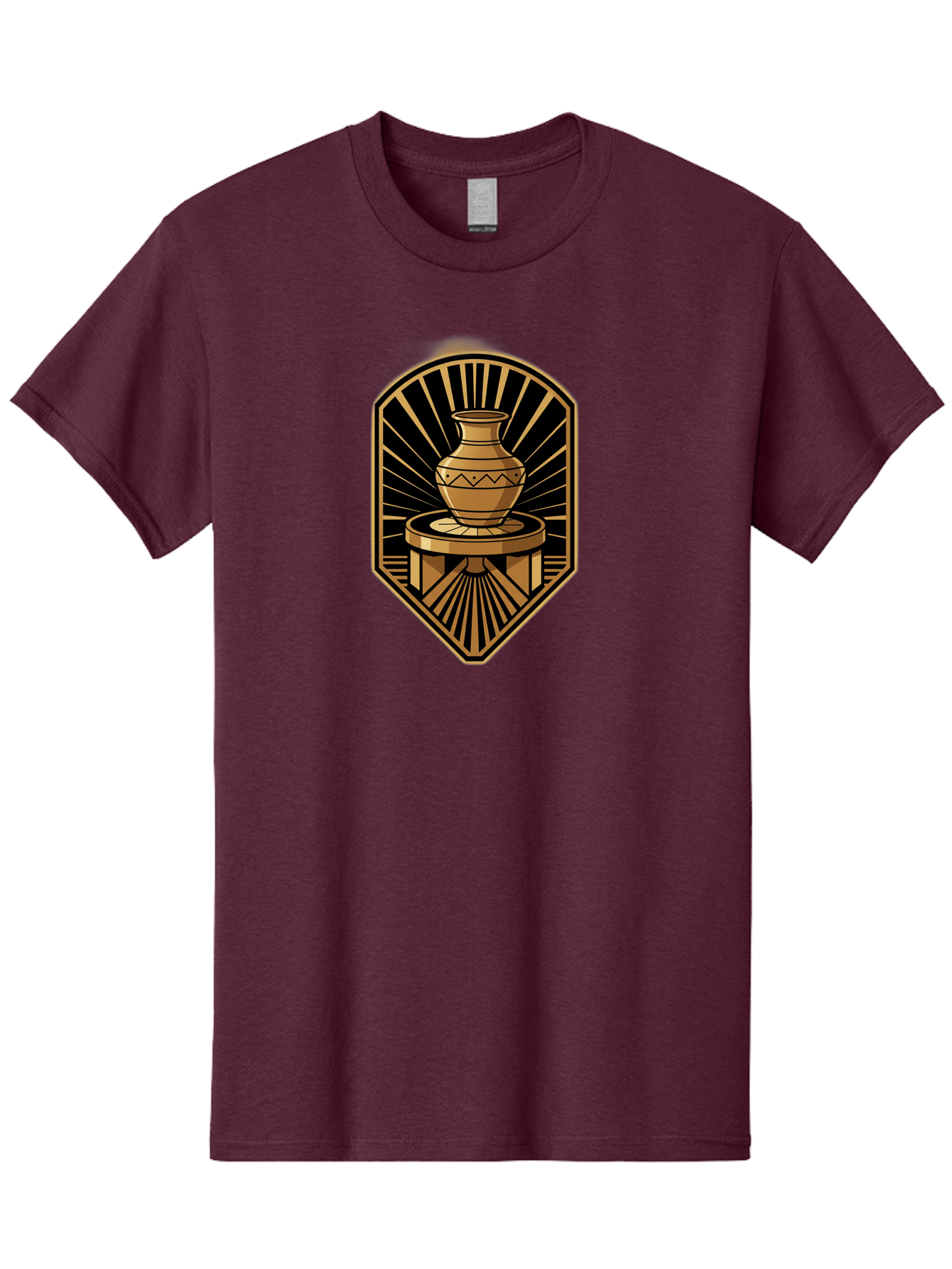 Vase-On-Pedestal Men'S Graphic Tee, 100% Cotton, Comfortable Casual Summer Wear, Machine Washable, Golden Vase, Decorative Pot, Ornate Design, Geometric Patterns, Luxurious Feel, Ancient Artifact, Stylish Decor, Elegant Display, Bab569