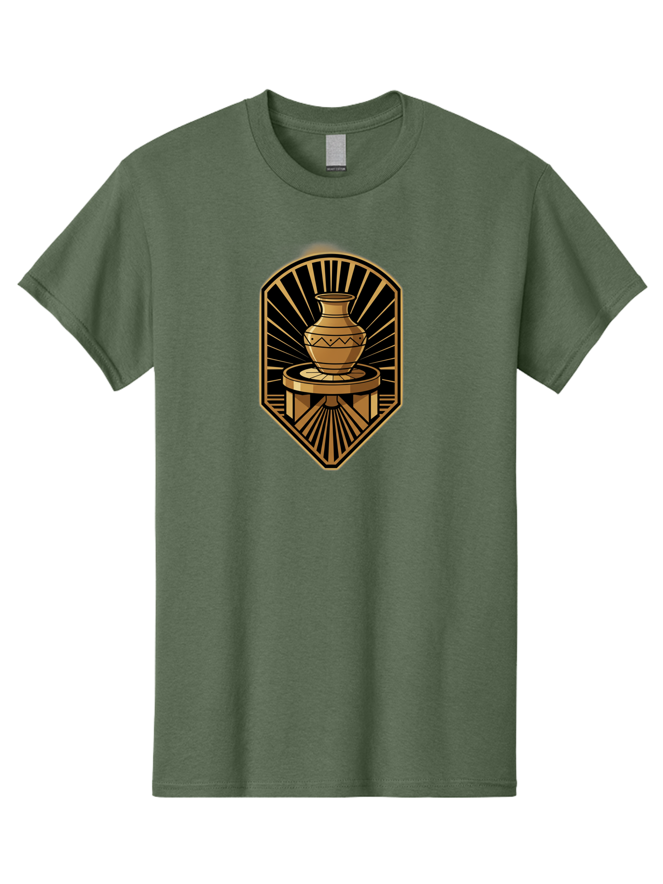 Vase-On-Pedestal Men'S Graphic Tee, 100% Cotton, Comfortable Casual Summer Wear, Machine Washable, Golden Vase, Decorative Pot, Ornate Design, Geometric Patterns, Luxurious Feel, Ancient Artifact, Stylish Decor, Elegant Display, Bab569
