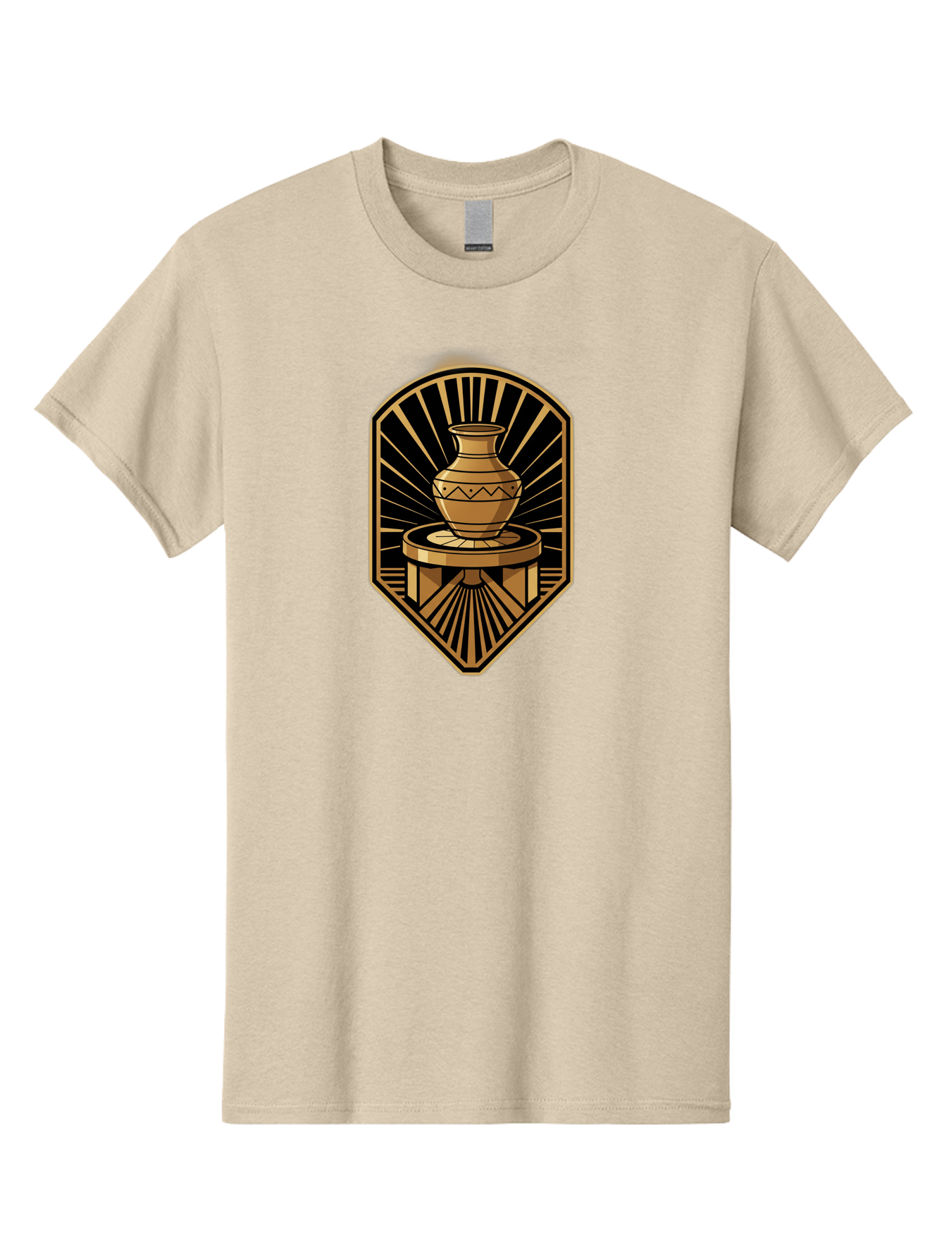 Vase-On-Pedestal Men'S Graphic Tee, 100% Cotton, Comfortable Casual Summer Wear, Machine Washable, Golden Vase, Decorative Pot, Ornate Design, Geometric Patterns, Luxurious Feel, Ancient Artifact, Stylish Decor, Elegant Display, Bab569
