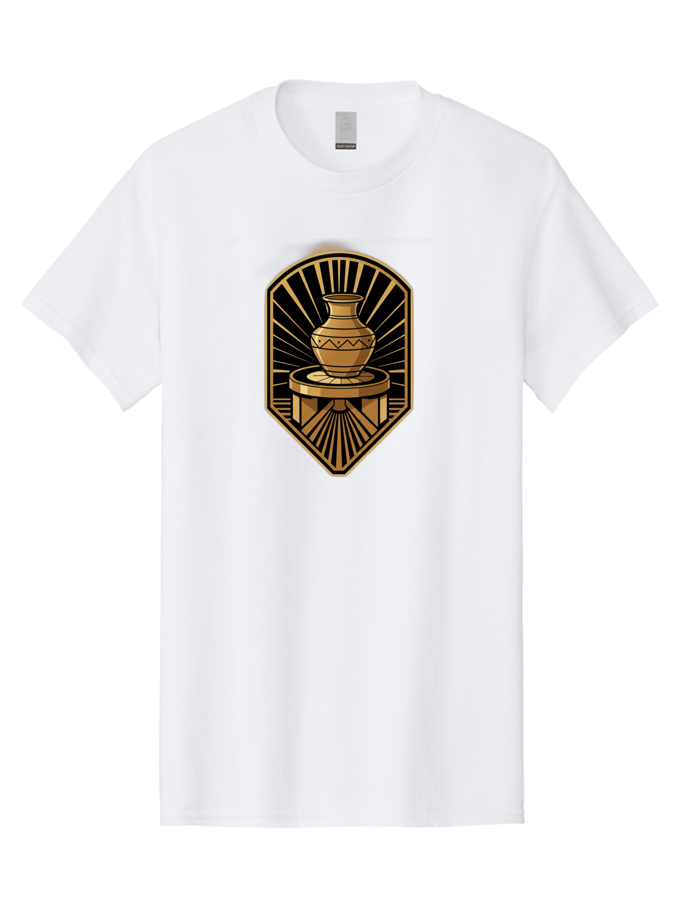 Vase-On-Pedestal Men'S Graphic Tee, 100% Cotton, Comfortable Casual Summer Wear, Machine Washable, Golden Vase, Decorative Pot, Ornate Design, Geometric Patterns, Luxurious Feel, Ancient Artifact, Stylish Decor, Elegant Display, Bab569