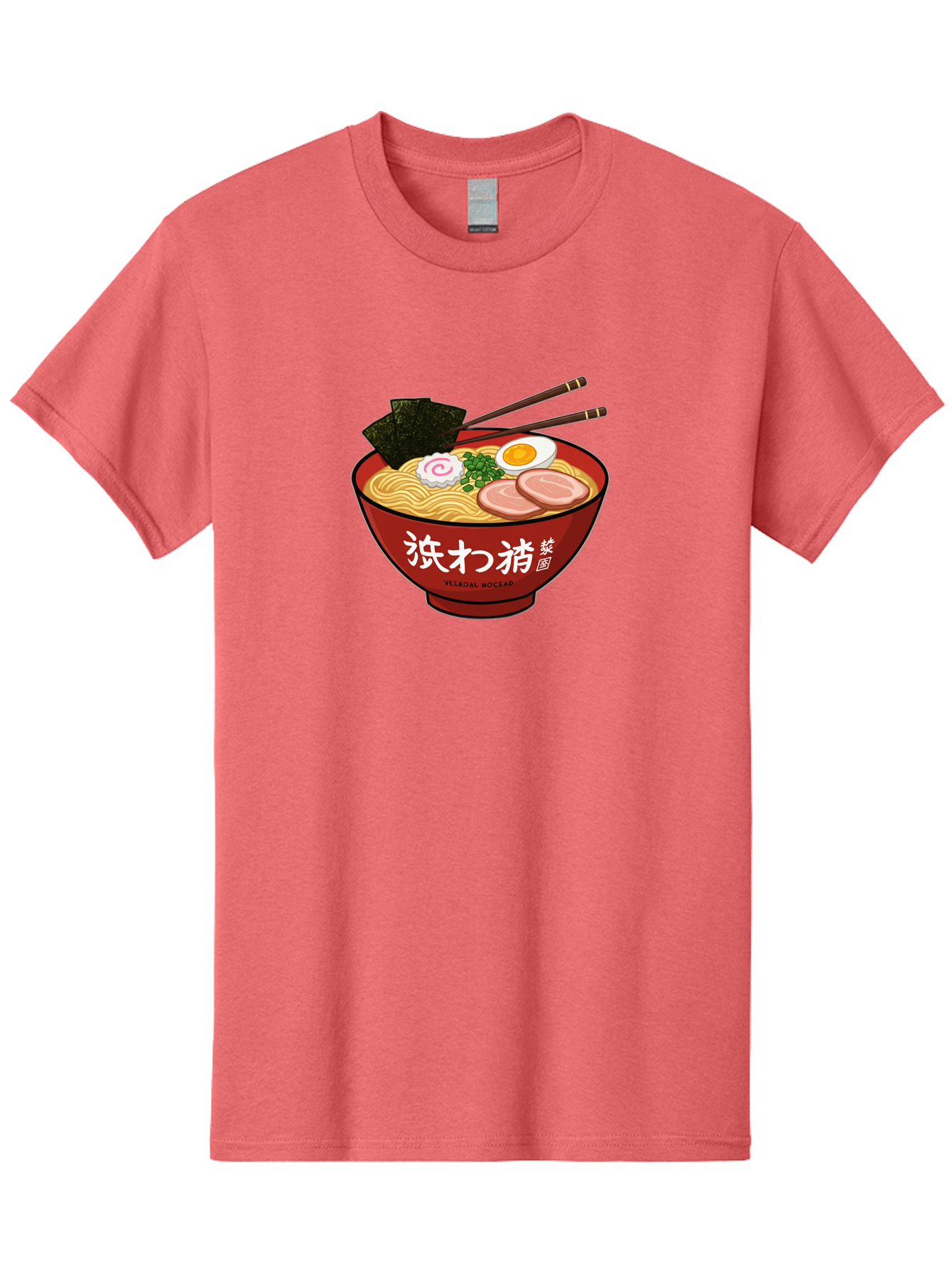 Velqal-Woosap Men'S Graphic Tee, 100% Cotton, Comfortable Casual Summer Wear, Machine Washable, Ramen Noodles, Egg, Seaweed, Pork Slices, Asian Cuisine, Japanese Food, Noodle Soup, Chopsticks, Velogal Woccar Bab570
