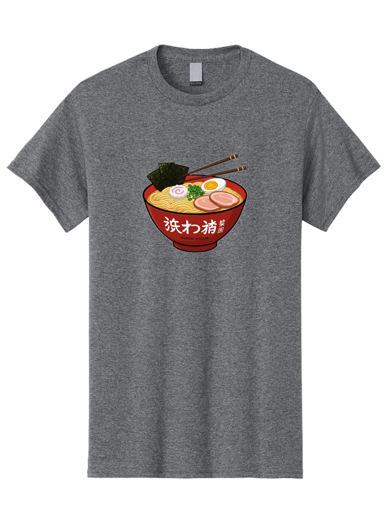 Velqal-Woosap Men'S Graphic Tee, 100% Cotton, Comfortable Casual Summer Wear, Machine Washable, Ramen Noodles, Egg, Seaweed, Pork Slices, Asian Cuisine, Japanese Food, Noodle Soup, Chopsticks, Velogal Woccar Bab570