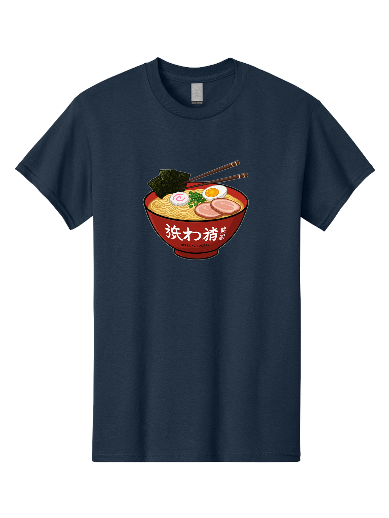Velqal-Woosap Men'S Graphic Tee, 100% Cotton, Comfortable Casual Summer Wear, Machine Washable, Ramen Noodles, Egg, Seaweed, Pork Slices, Asian Cuisine, Japanese Food, Noodle Soup, Chopsticks, Velogal Woccar Bab570