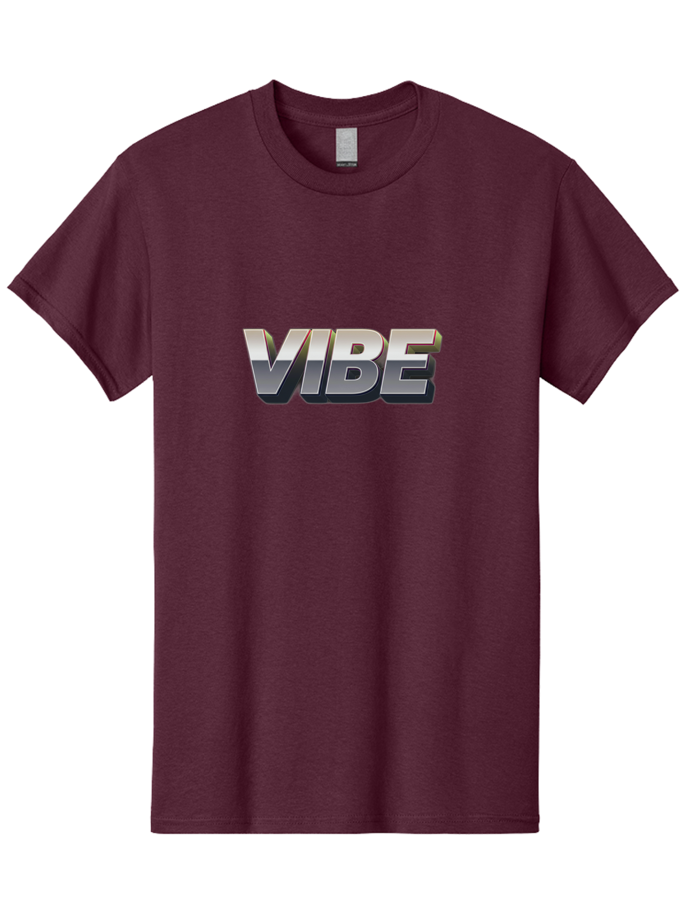 Vibe Men'S Graphic Tee, 100% Cotton, Comfortable Casual Summer Wear, Machine Washable, Vibe, Silver Text, Modern Font, Bold Typography, Sleek Design, Futuristic Style, Trendy Aesthetic, Contemporary Graphics, 3D Effect, Metallic Finish Bab571