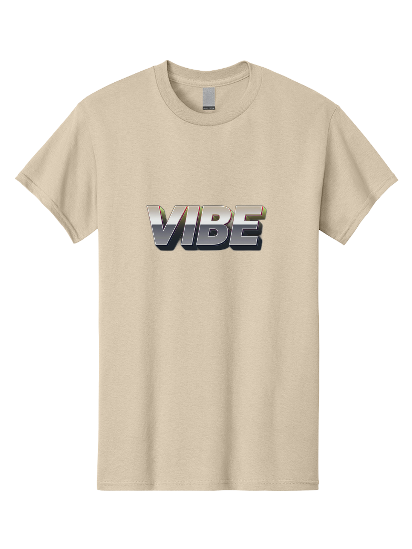 Vibe Men'S Graphic Tee, 100% Cotton, Comfortable Casual Summer Wear, Machine Washable, Vibe, Silver Text, Modern Font, Bold Typography, Sleek Design, Futuristic Style, Trendy Aesthetic, Contemporary Graphics, 3D Effect, Metallic Finish Bab571