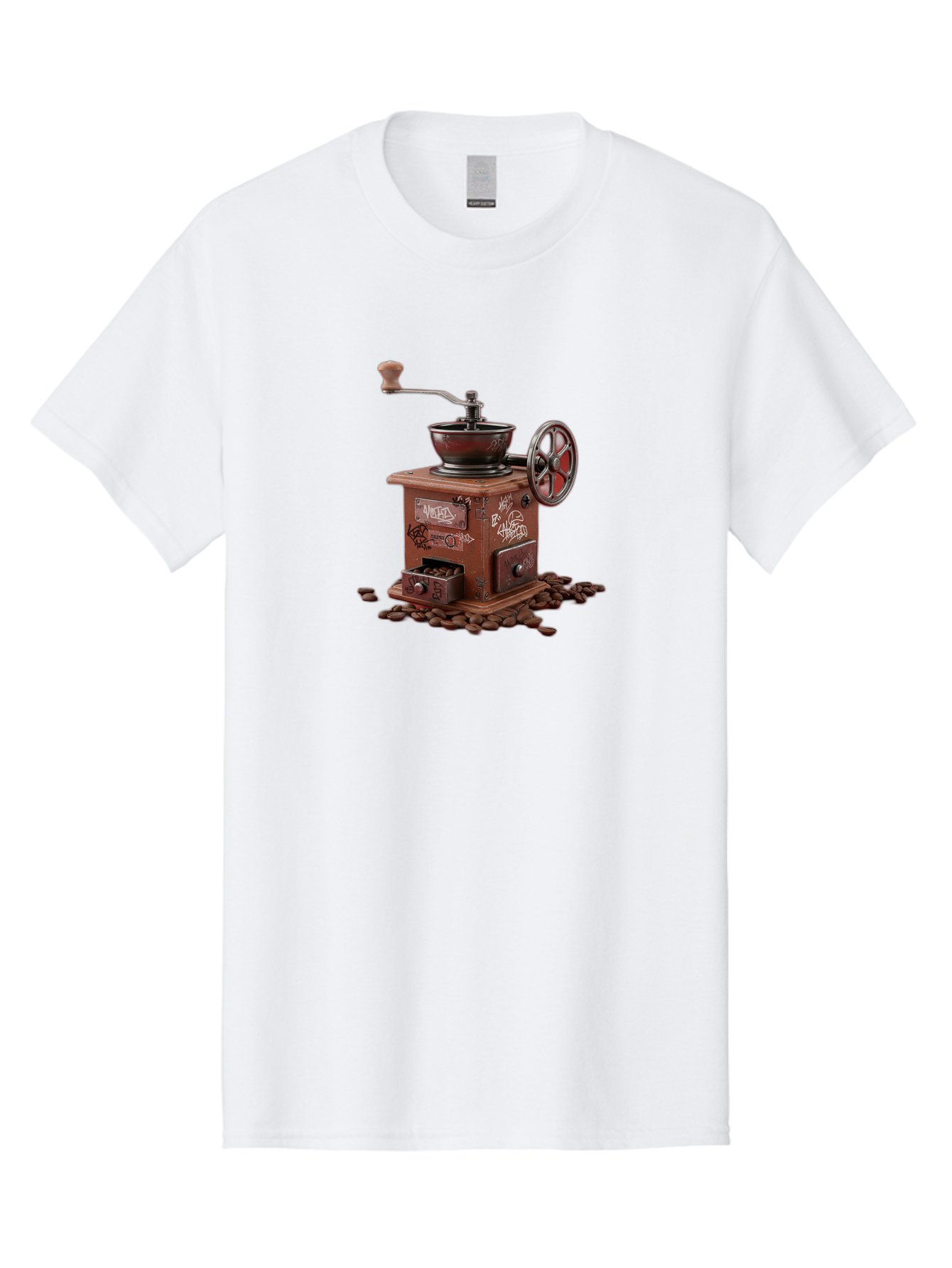 Vintage-Coffee-Grinder-Cafe Men'S Graphic Tee, 100% Cotton, Comfortable Casual Summer Wear, Machine Washable, Vintage Coffee Grinder, Antique Machinery, Manual Grinding, Coffee Beans, Old-Fashioned, Nostalgic Kitchen, Coffee Lover, Bab572