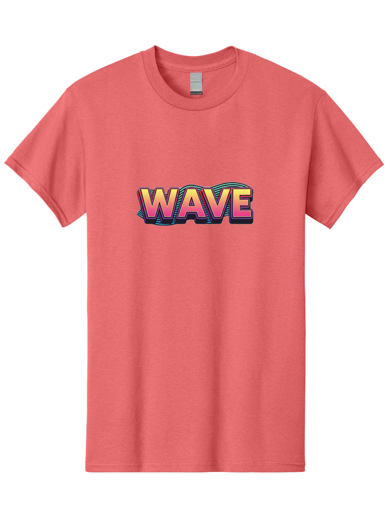 Wave Men'S Graphic Tee, 100% Cotton, Comfortable Casual Summer Wear, Machine Washable, Stylish Typography, Gradient Text, Wavy Design, Vibrant Colors, Modern Graphics, Bold Font, Retro Aesthetic, Colorful Illustration Bab578