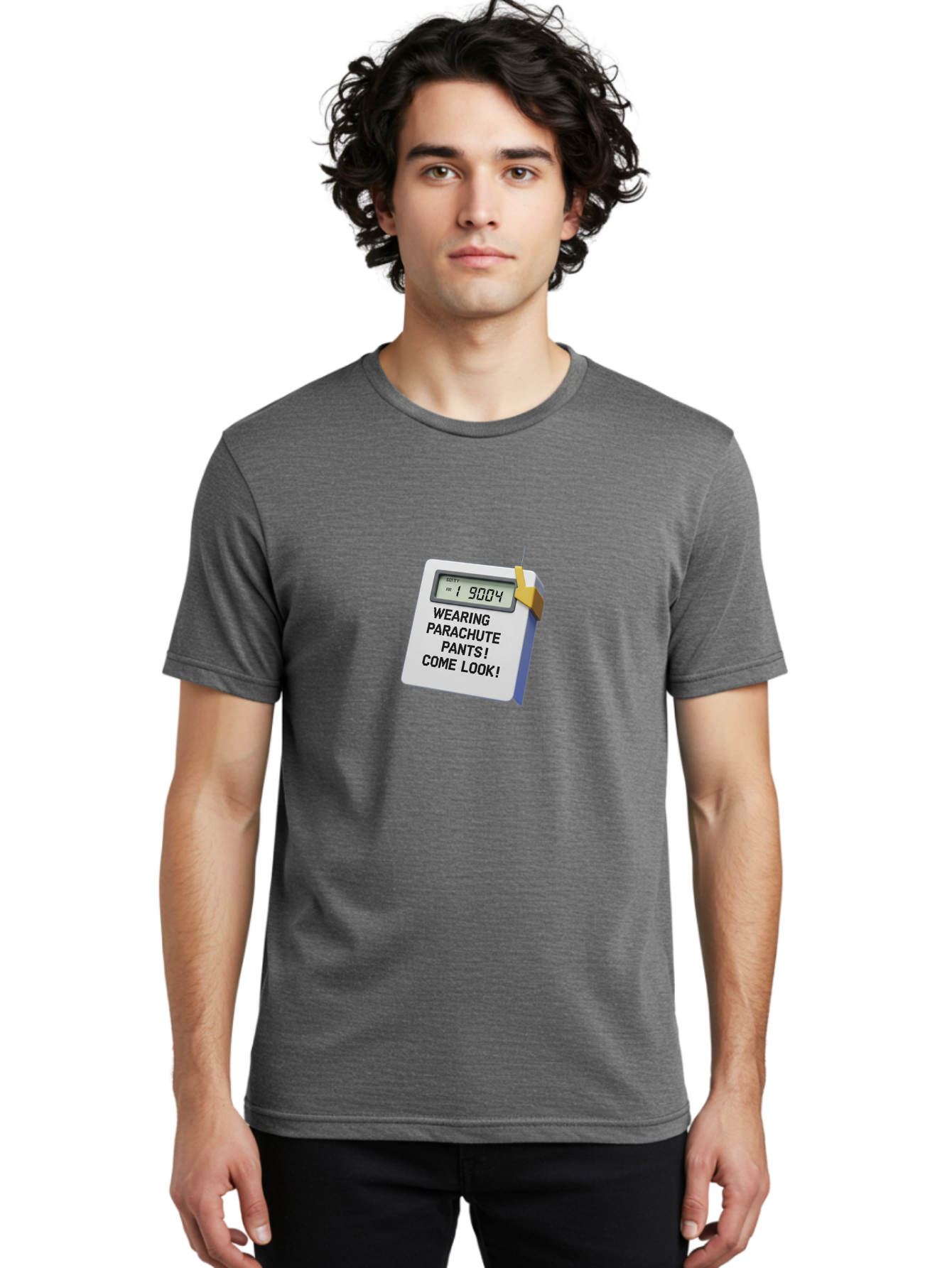 Wearing-Parachute-Pants-Come-Look Men'S Graphic Tee, 100% Cotton, Comfortable Casual Summer Wear, Machine Washable, Digital Calendar, 3D Rendering, Novelty Calendar, Fun Text, Parachute Pants Reference, Retro Fashion, 90S Nostalgia, Bab579