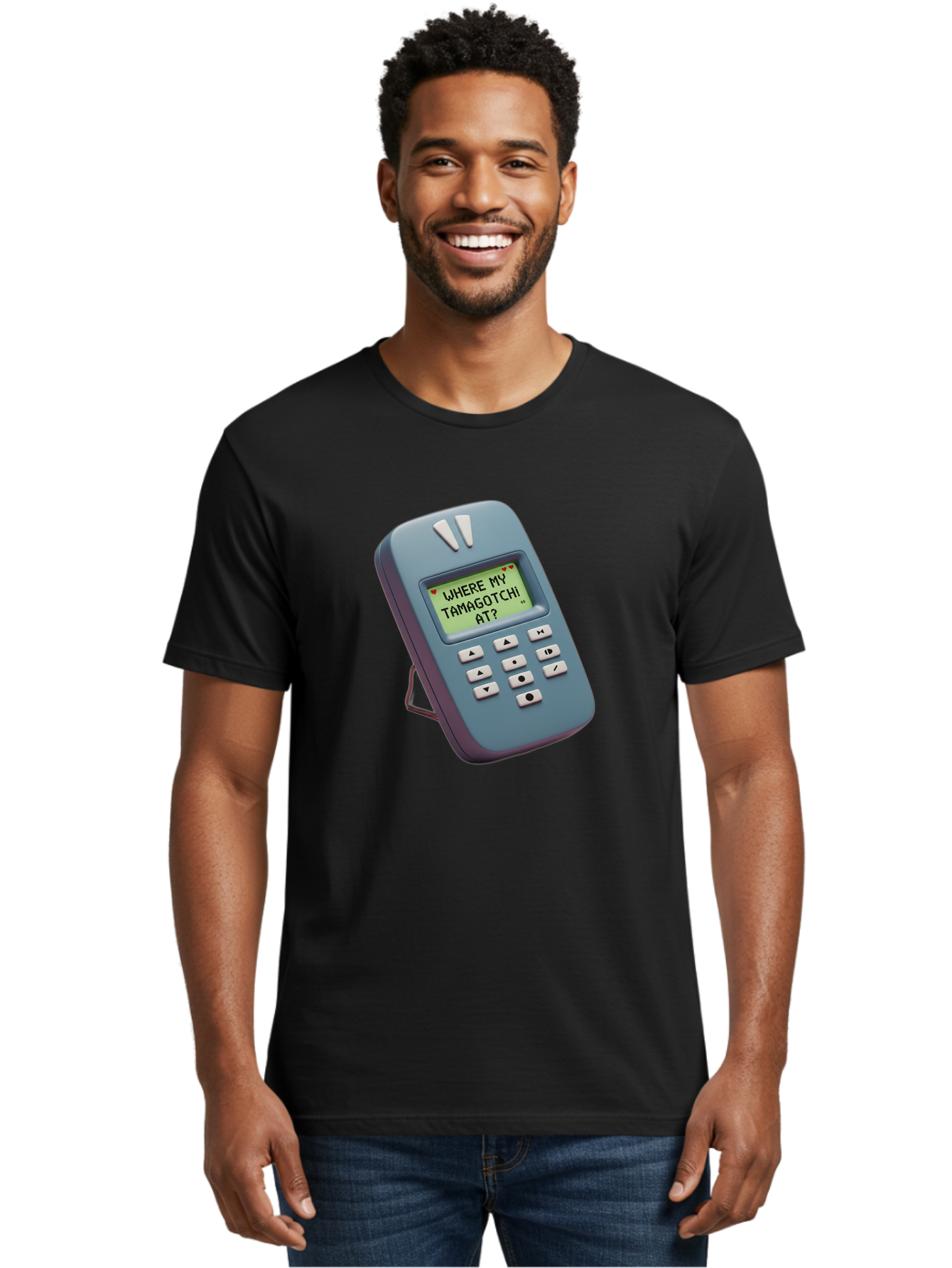 Where-My-Tamagotchi-At Men'S Graphic Tee, 100% Cotton, Comfortable Casual Summer Wear, Machine Washable, Retro Digital Pet, Nostalgic 90S Toy, Tamagotchi, Vintage Handheld Game, Classic Electronic Toy, Retro Gaming, Nostalgic Technology, Bab583