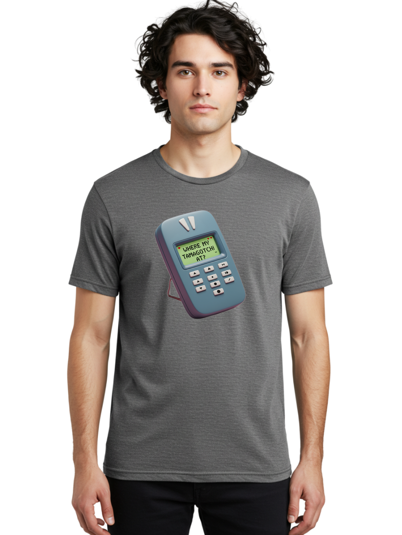 Where-My-Tamagotchi-At Men'S Graphic Tee, 100% Cotton, Comfortable Casual Summer Wear, Machine Washable, Retro Digital Pet, Nostalgic 90S Toy, Tamagotchi, Vintage Handheld Game, Classic Electronic Toy, Retro Gaming, Nostalgic Technology, Bab583