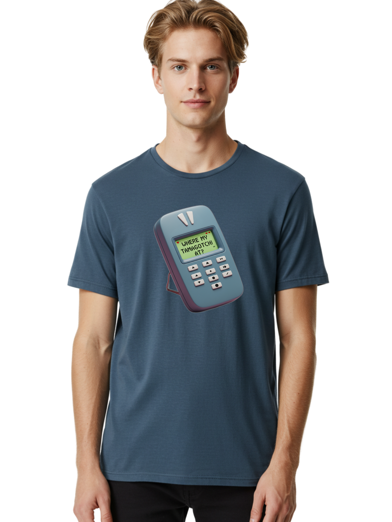 Where-My-Tamagotchi-At Men'S Graphic Tee, 100% Cotton, Comfortable Casual Summer Wear, Machine Washable, Retro Digital Pet, Nostalgic 90S Toy, Tamagotchi, Vintage Handheld Game, Classic Electronic Toy, Retro Gaming, Nostalgic Technology, Bab583
