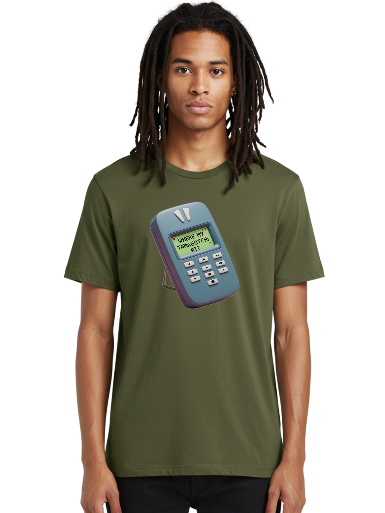 Where-My-Tamagotchi-At Men'S Graphic Tee, 100% Cotton, Comfortable Casual Summer Wear, Machine Washable, Retro Digital Pet, Nostalgic 90S Toy, Tamagotchi, Vintage Handheld Game, Classic Electronic Toy, Retro Gaming, Nostalgic Technology, Bab583