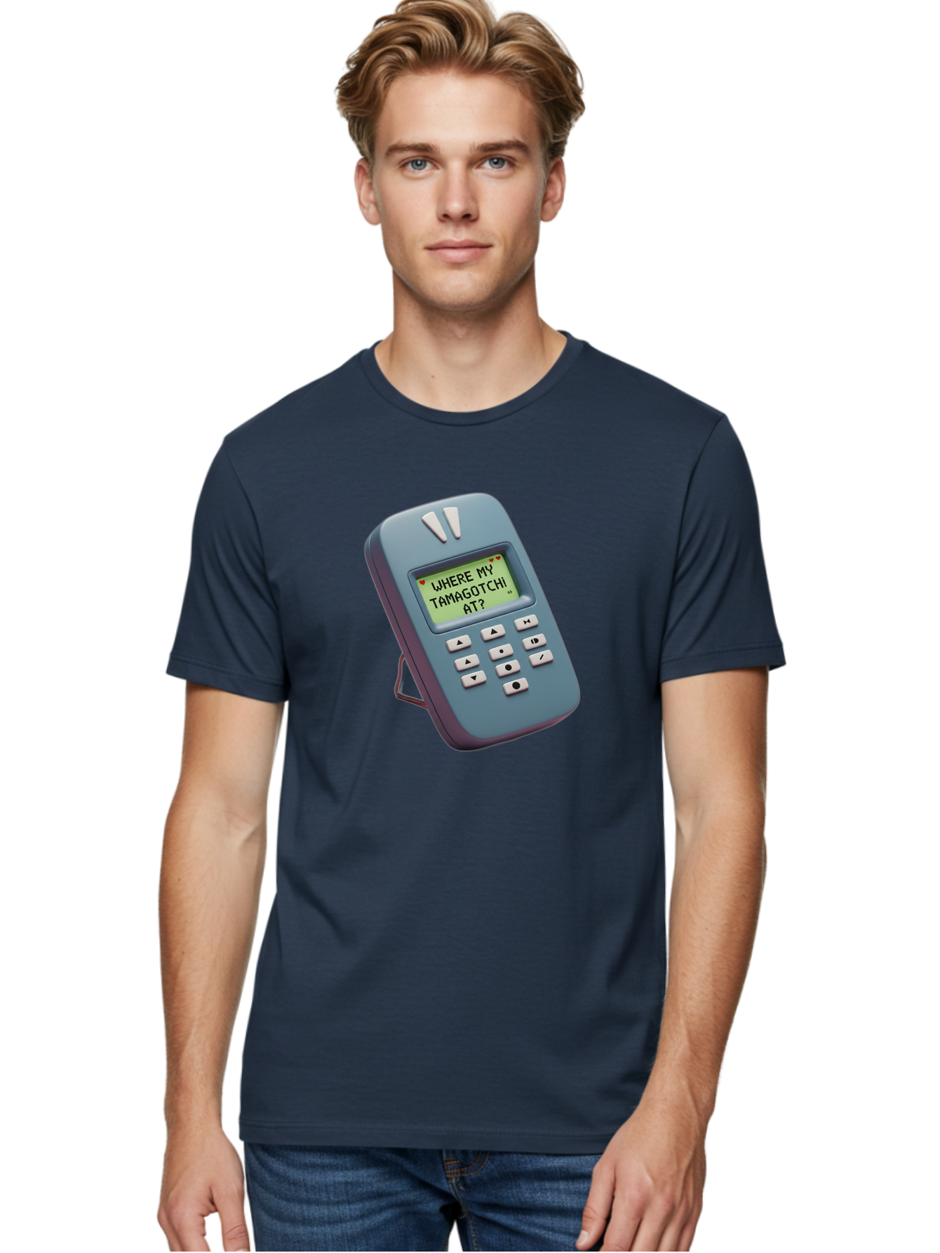 Where-My-Tamagotchi-At Men'S Graphic Tee, 100% Cotton, Comfortable Casual Summer Wear, Machine Washable, Retro Digital Pet, Nostalgic 90S Toy, Tamagotchi, Vintage Handheld Game, Classic Electronic Toy, Retro Gaming, Nostalgic Technology, Bab583