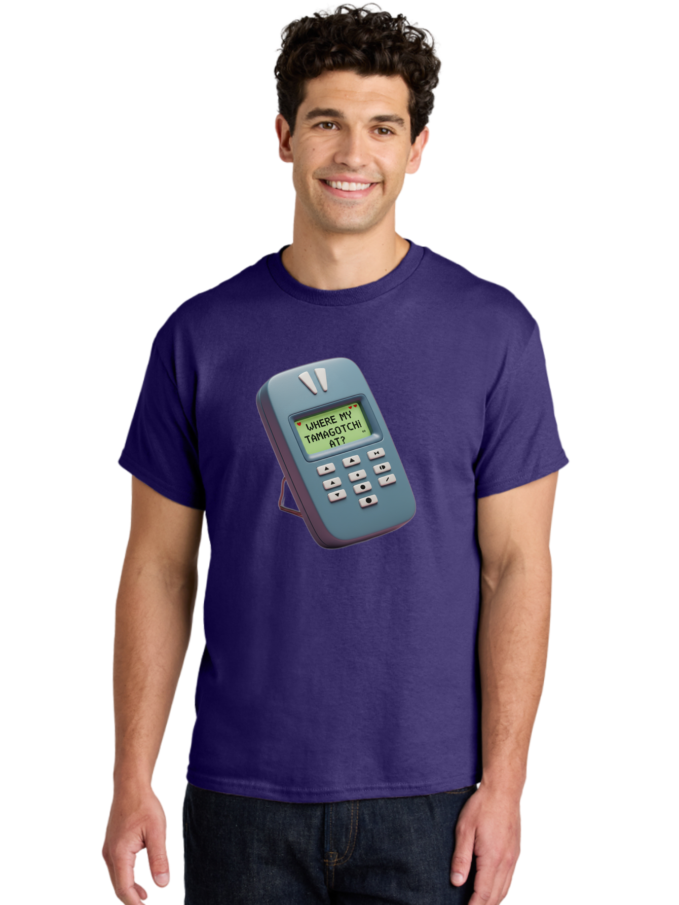 Where-My-Tamagotchi-At Men'S Graphic Tee, 100% Cotton, Comfortable Casual Summer Wear, Machine Washable, Retro Digital Pet, Nostalgic 90S Toy, Tamagotchi, Vintage Handheld Game, Classic Electronic Toy, Retro Gaming, Nostalgic Technology, Bab583
