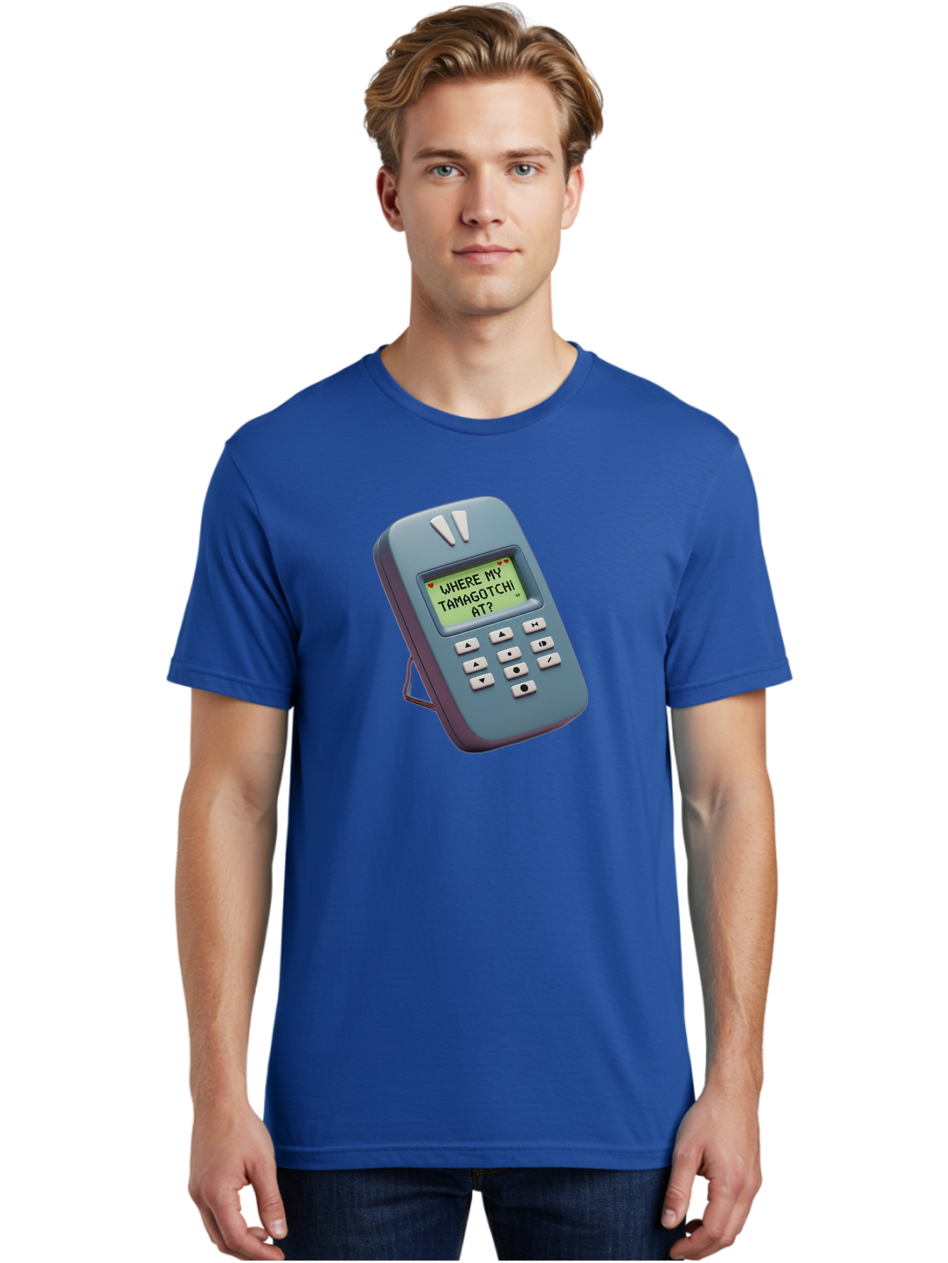 Where-My-Tamagotchi-At Men'S Graphic Tee, 100% Cotton, Comfortable Casual Summer Wear, Machine Washable, Retro Digital Pet, Nostalgic 90S Toy, Tamagotchi, Vintage Handheld Game, Classic Electronic Toy, Retro Gaming, Nostalgic Technology, Bab583