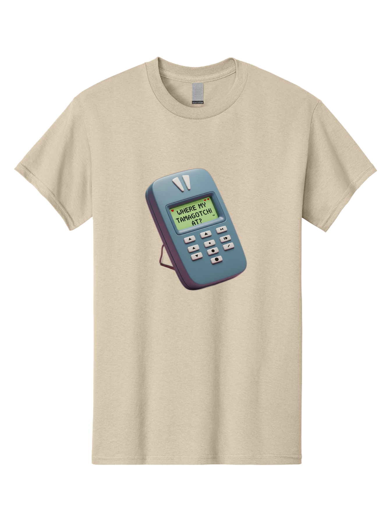 Where-My-Tamagotchi-At Men'S Graphic Tee, 100% Cotton, Comfortable Casual Summer Wear, Machine Washable, Retro Digital Pet, Nostalgic 90S Toy, Tamagotchi, Vintage Handheld Game, Classic Electronic Toy, Retro Gaming, Nostalgic Technology, Bab583