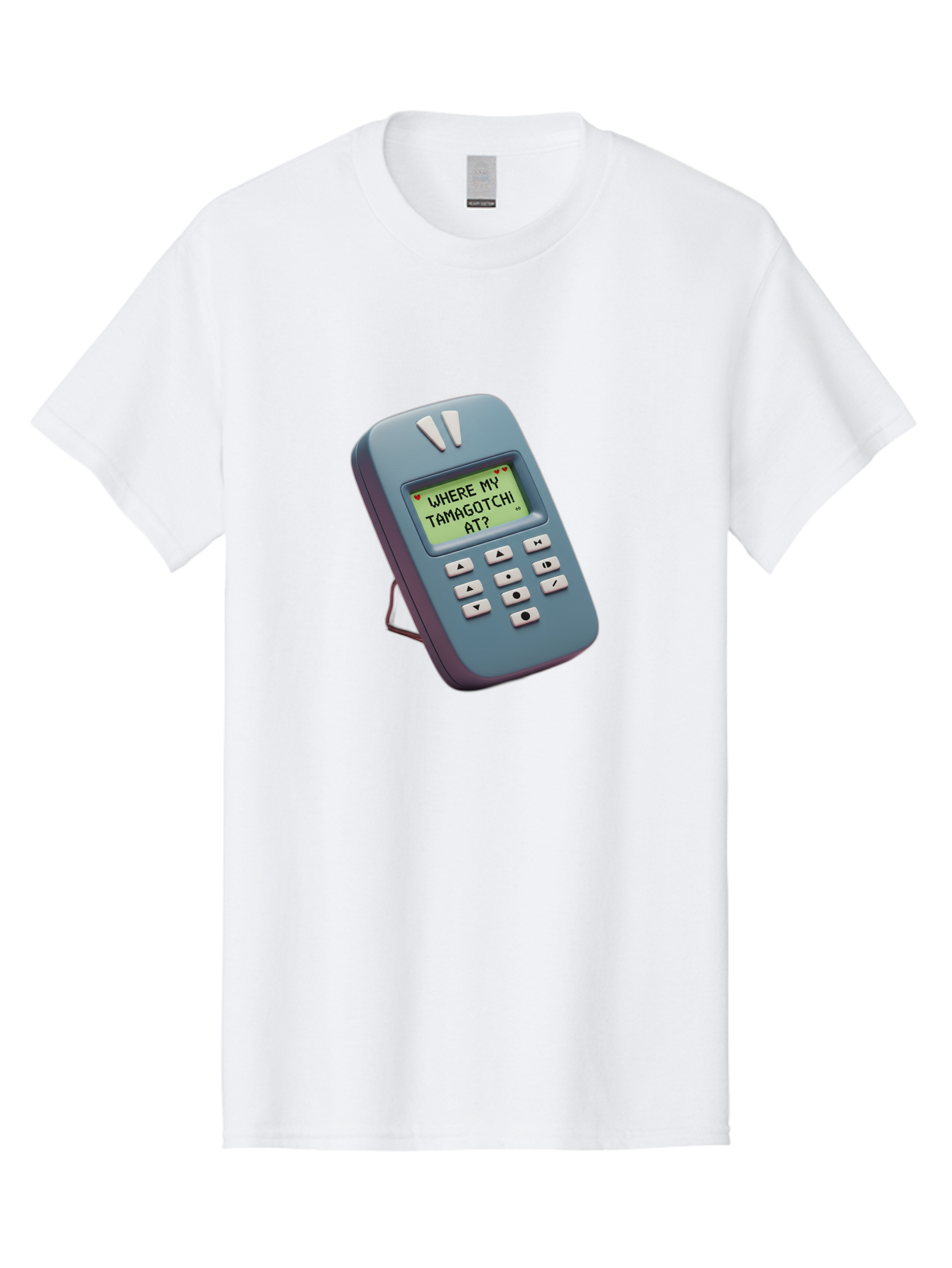 Where-My-Tamagotchi-At Men'S Graphic Tee, 100% Cotton, Comfortable Casual Summer Wear, Machine Washable, Retro Digital Pet, Nostalgic 90S Toy, Tamagotchi, Vintage Handheld Game, Classic Electronic Toy, Retro Gaming, Nostalgic Technology, Bab583