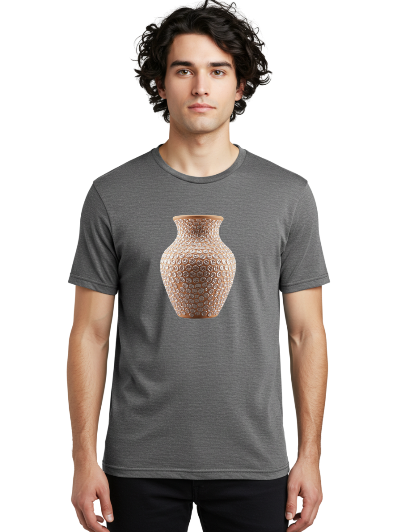 White-Vase Men'S Graphic Tee, 100% Cotton, Comfortable Casual Summer Wear, Machine Washable, Textured Vase, Decorative Vase, Ornate Design, Glass Vase, Home Decor, Elegant Design, Intricate Pattern, Luxurious Vase, Stylish Decor Bab585