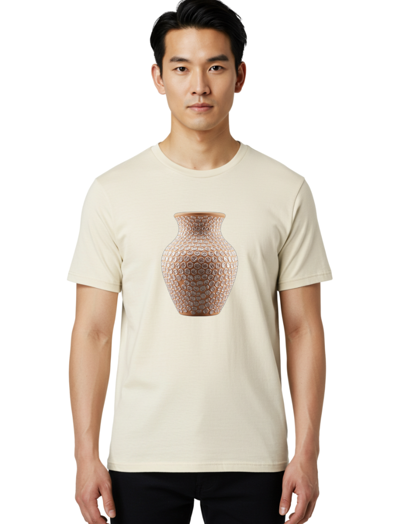 White-Vase Men'S Graphic Tee, 100% Cotton, Comfortable Casual Summer Wear, Machine Washable, Textured Vase, Decorative Vase, Ornate Design, Glass Vase, Home Decor, Elegant Design, Intricate Pattern, Luxurious Vase, Stylish Decor Bab585