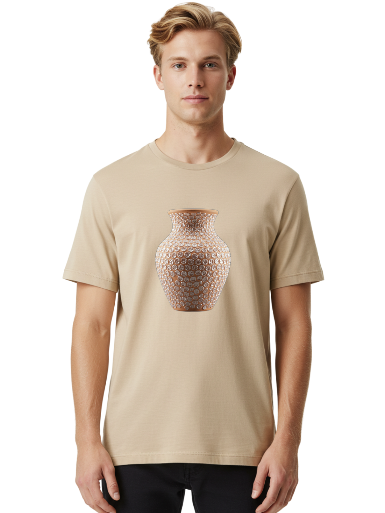 White-Vase Men'S Graphic Tee, 100% Cotton, Comfortable Casual Summer Wear, Machine Washable, Textured Vase, Decorative Vase, Ornate Design, Glass Vase, Home Decor, Elegant Design, Intricate Pattern, Luxurious Vase, Stylish Decor Bab585