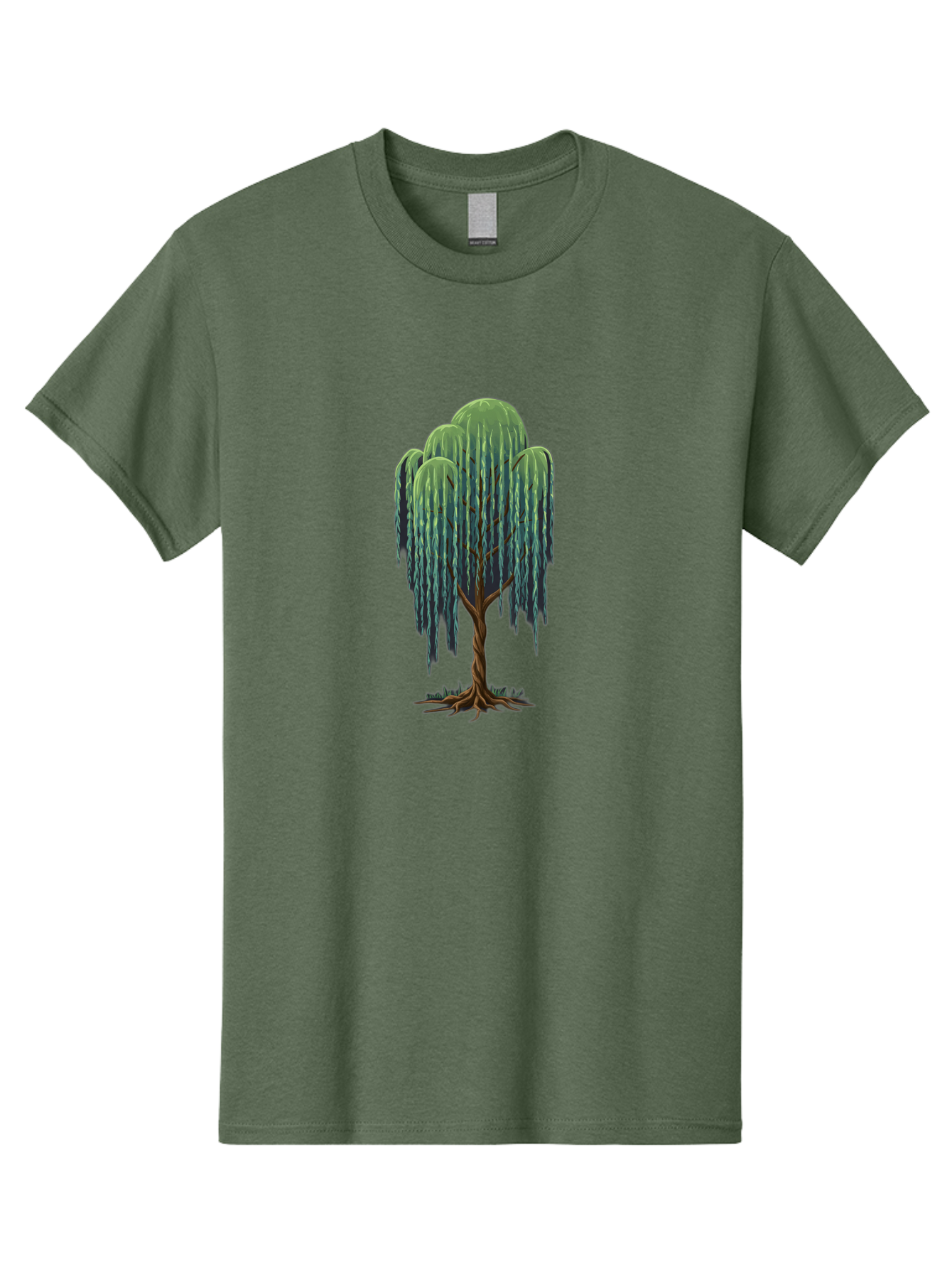 Willow-Tree Men'S Graphic Tee, 100% Cotton, Comfortable Casual Summer Wear, Machine Washable, Weeping Willow Tree, Twisted Trunk, Drooping Branches, Lush Foliage, Serene Landscape, Natural Scenery, Tree Roots Bab588