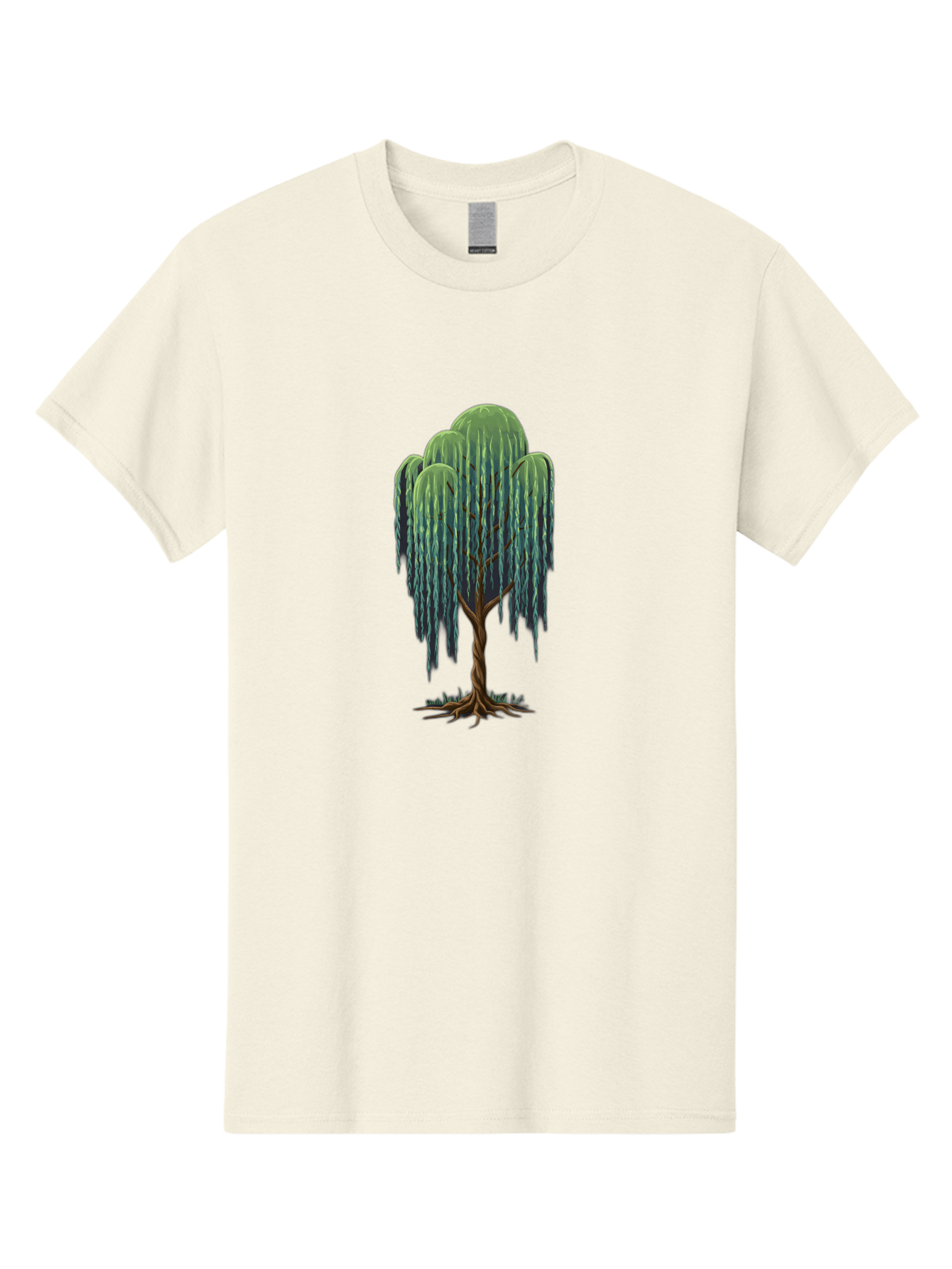 Willow-Tree Men'S Graphic Tee, 100% Cotton, Comfortable Casual Summer Wear, Machine Washable, Weeping Willow Tree, Twisted Trunk, Drooping Branches, Lush Foliage, Serene Landscape, Natural Scenery, Tree Roots Bab588