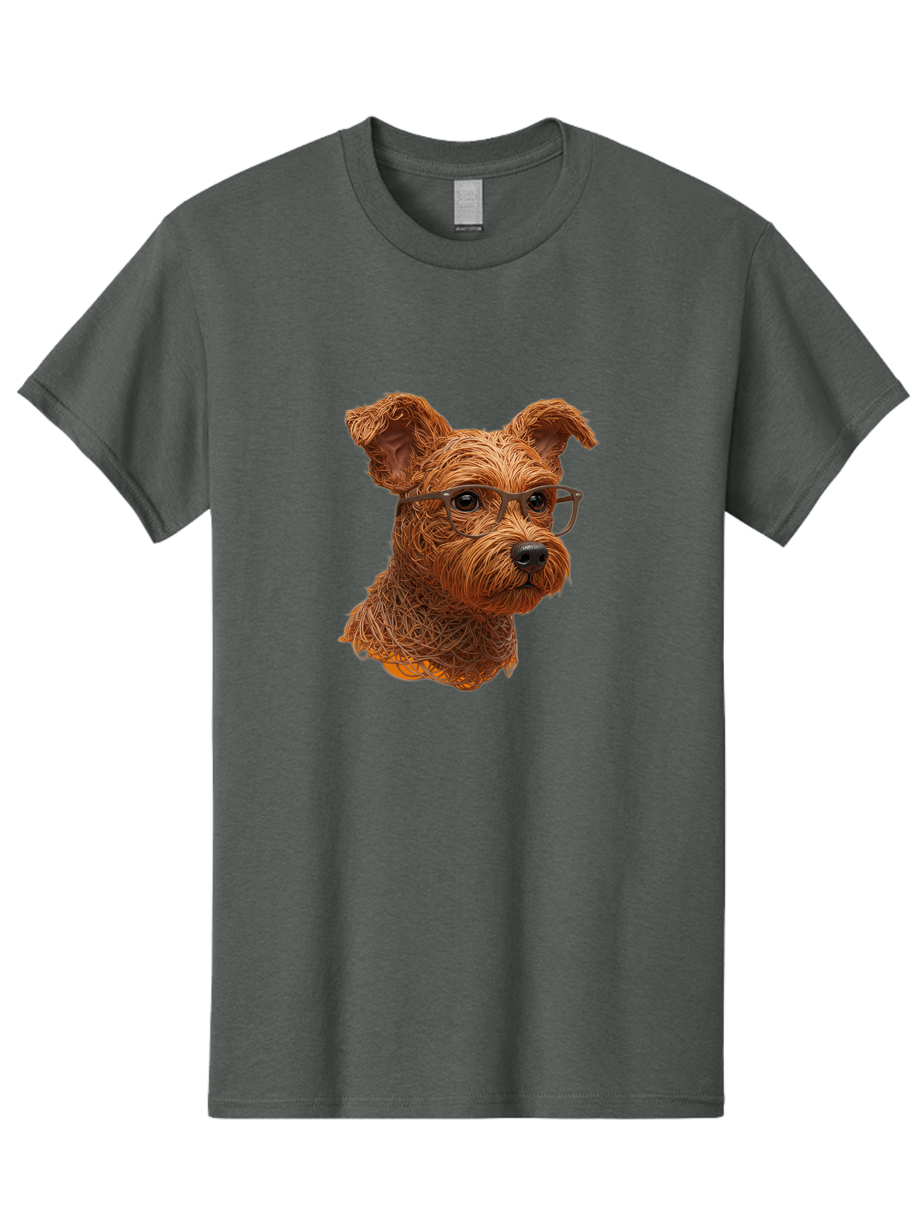 Wire-Dog-With-Glasses Men'S Graphic Tee, 100% Cotton, Comfortable Casual Summer Wear, Machine Washable, Dog Wearing Glasses, Wire Art Dog, Animal Portrait, Dog Portrait, Pet Illustration, Wire Sculpture, Creative Dog Art, Dog With Glasses, Bab589