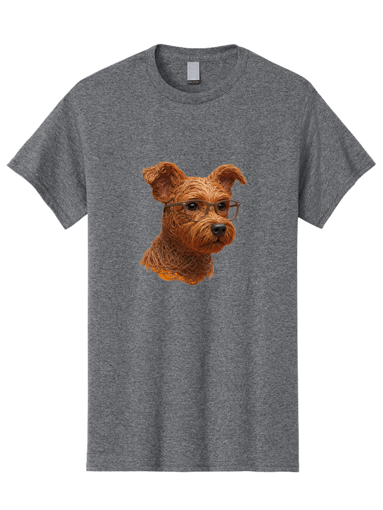 Wire-Dog-With-Glasses Men'S Graphic Tee, 100% Cotton, Comfortable Casual Summer Wear, Machine Washable, Dog Wearing Glasses, Wire Art Dog, Animal Portrait, Dog Portrait, Pet Illustration, Wire Sculpture, Creative Dog Art, Dog With Glasses, Bab589