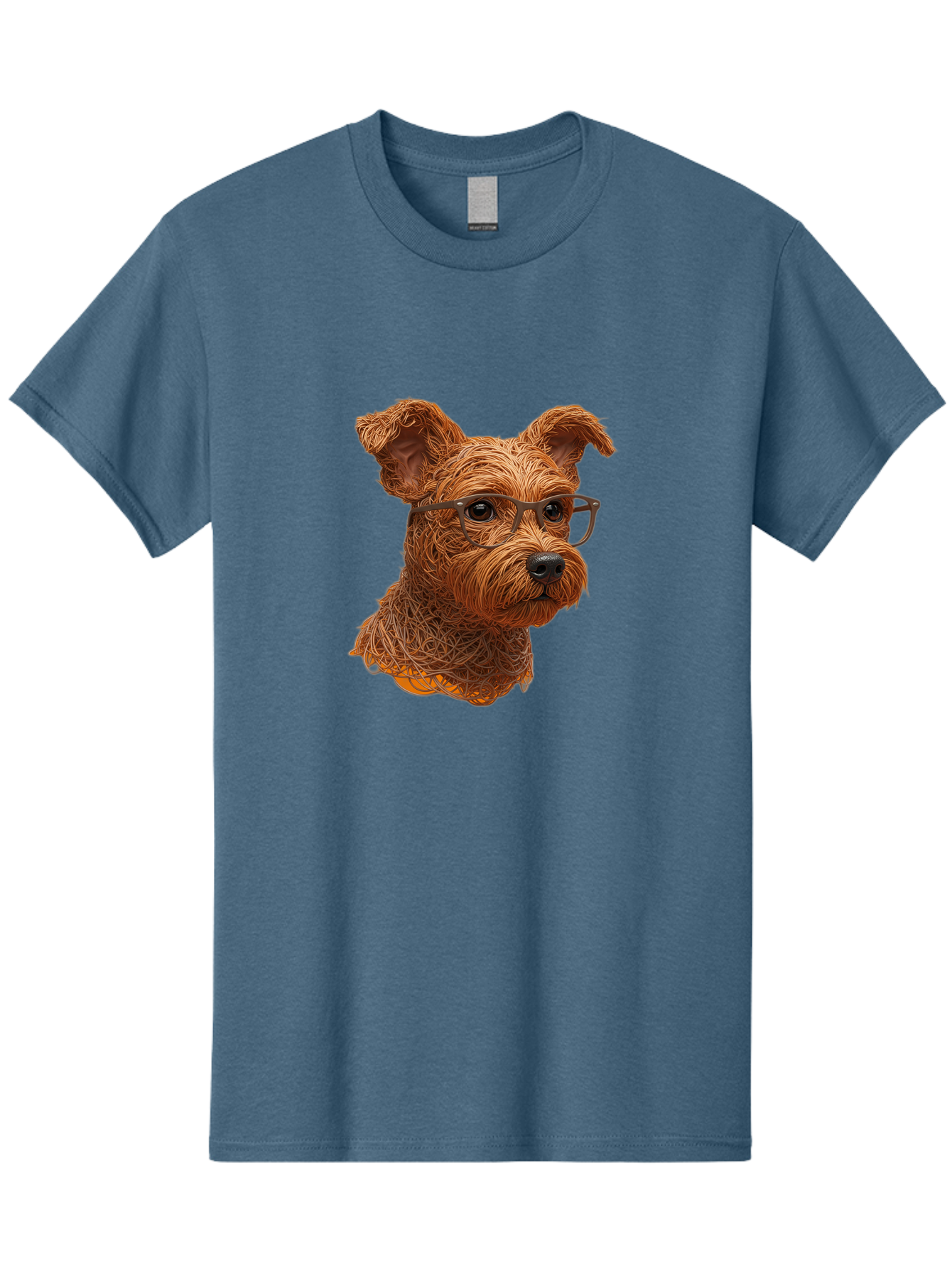 Wire-Dog-With-Glasses Men'S Graphic Tee, 100% Cotton, Comfortable Casual Summer Wear, Machine Washable, Dog Wearing Glasses, Wire Art Dog, Animal Portrait, Dog Portrait, Pet Illustration, Wire Sculpture, Creative Dog Art, Dog With Glasses, Bab589