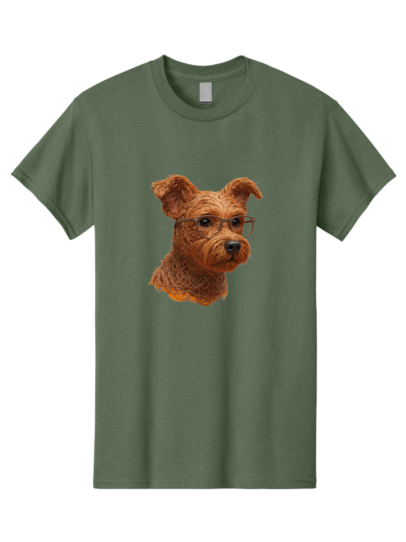 Wire-Dog-With-Glasses Men'S Graphic Tee, 100% Cotton, Comfortable Casual Summer Wear, Machine Washable, Dog Wearing Glasses, Wire Art Dog, Animal Portrait, Dog Portrait, Pet Illustration, Wire Sculpture, Creative Dog Art, Dog With Glasses, Bab589