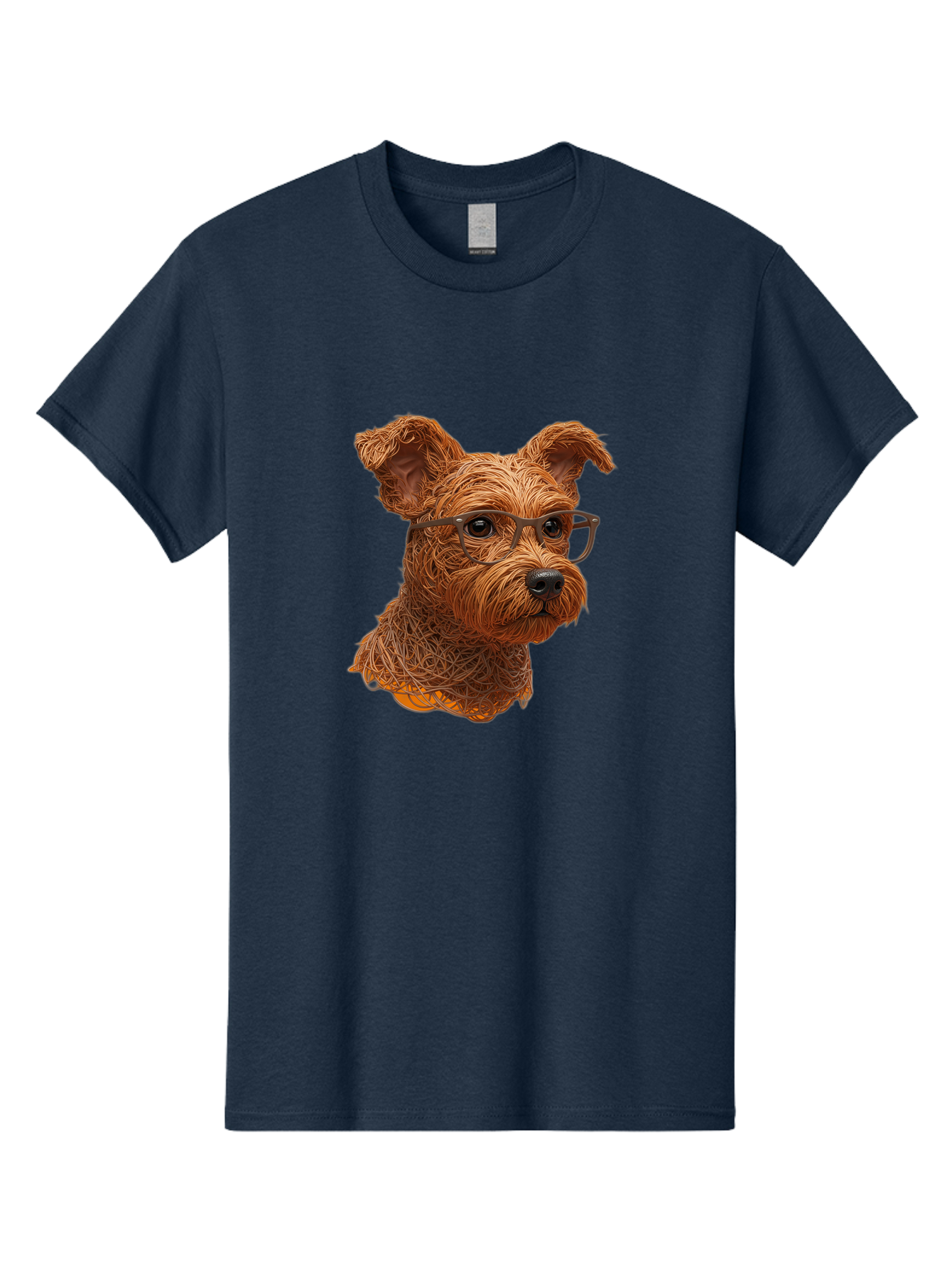 Wire-Dog-With-Glasses Men'S Graphic Tee, 100% Cotton, Comfortable Casual Summer Wear, Machine Washable, Dog Wearing Glasses, Wire Art Dog, Animal Portrait, Dog Portrait, Pet Illustration, Wire Sculpture, Creative Dog Art, Dog With Glasses, Bab589