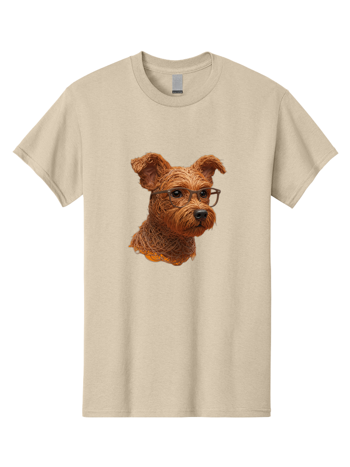 Wire-Dog-With-Glasses Men'S Graphic Tee, 100% Cotton, Comfortable Casual Summer Wear, Machine Washable, Dog Wearing Glasses, Wire Art Dog, Animal Portrait, Dog Portrait, Pet Illustration, Wire Sculpture, Creative Dog Art, Dog With Glasses, Bab589