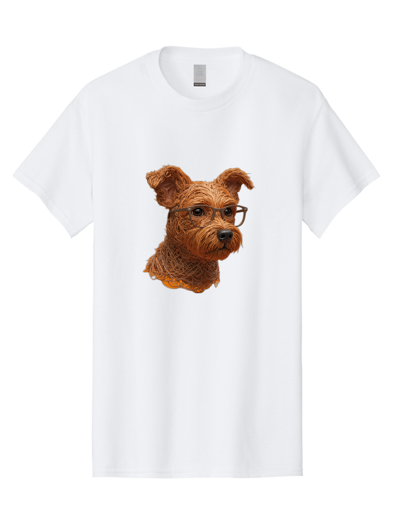 Wire-Dog-With-Glasses Men'S Graphic Tee, 100% Cotton, Comfortable Casual Summer Wear, Machine Washable, Dog Wearing Glasses, Wire Art Dog, Animal Portrait, Dog Portrait, Pet Illustration, Wire Sculpture, Creative Dog Art, Dog With Glasses, Bab589