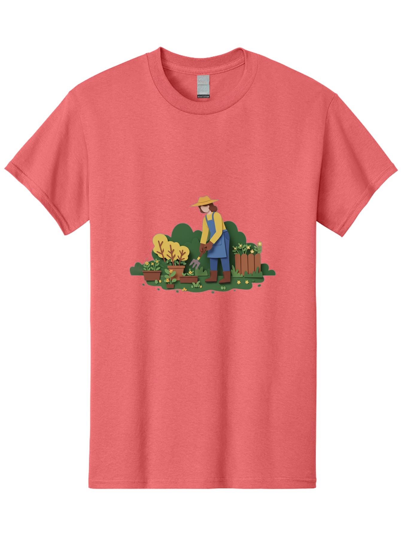 Woman-Gardening Men'S Graphic Tee, 100% Cotton, Comfortable Casual Summer Wear, Machine Washable, Gardener Tending Plants, Gardening Tools, Potted Plants, Gardening Activities, Yellow Flowers, Garden Scenery, Outdoor Work, Gardening Gloves Bab591