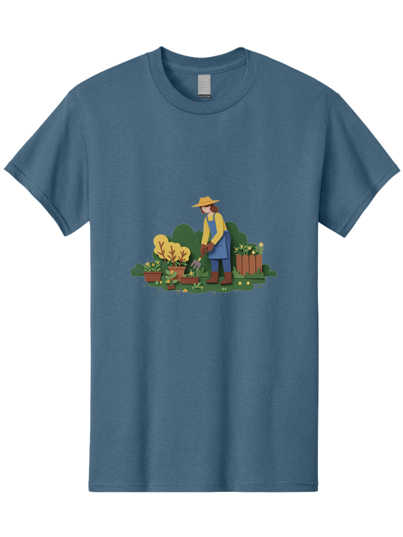 Woman-Gardening Men'S Graphic Tee, 100% Cotton, Comfortable Casual Summer Wear, Machine Washable, Gardener Tending Plants, Gardening Tools, Potted Plants, Gardening Activities, Yellow Flowers, Garden Scenery, Outdoor Work, Gardening Gloves Bab591