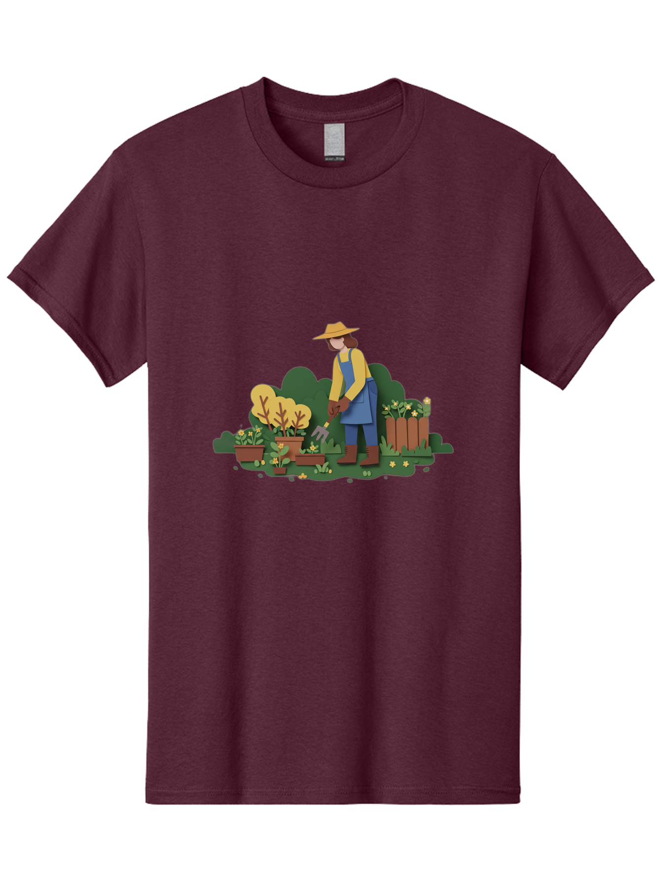 Woman-Gardening Men'S Graphic Tee, 100% Cotton, Comfortable Casual Summer Wear, Machine Washable, Gardener Tending Plants, Gardening Tools, Potted Plants, Gardening Activities, Yellow Flowers, Garden Scenery, Outdoor Work, Gardening Gloves Bab591