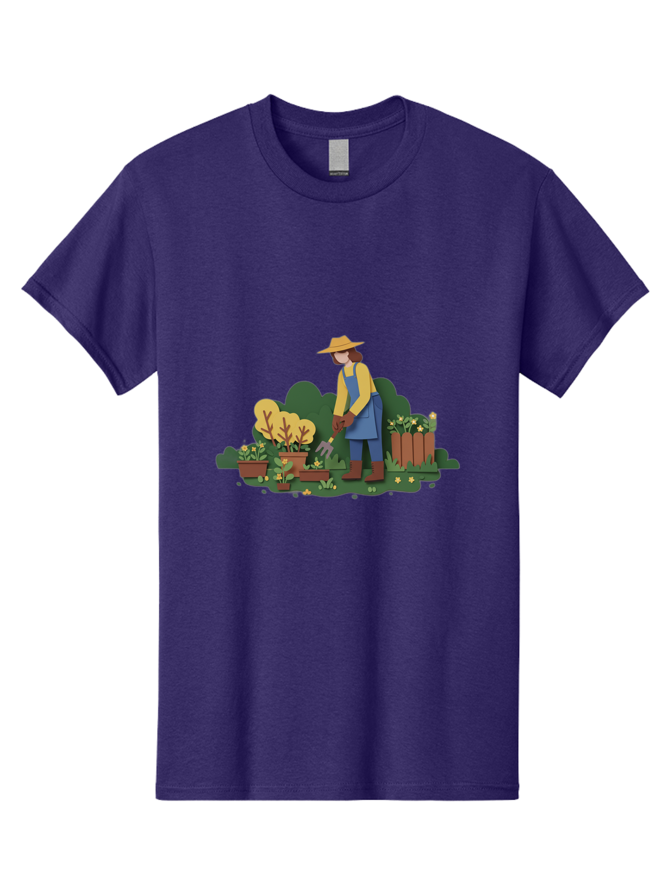 Woman-Gardening Men'S Graphic Tee, 100% Cotton, Comfortable Casual Summer Wear, Machine Washable, Gardener Tending Plants, Gardening Tools, Potted Plants, Gardening Activities, Yellow Flowers, Garden Scenery, Outdoor Work, Gardening Gloves Bab591