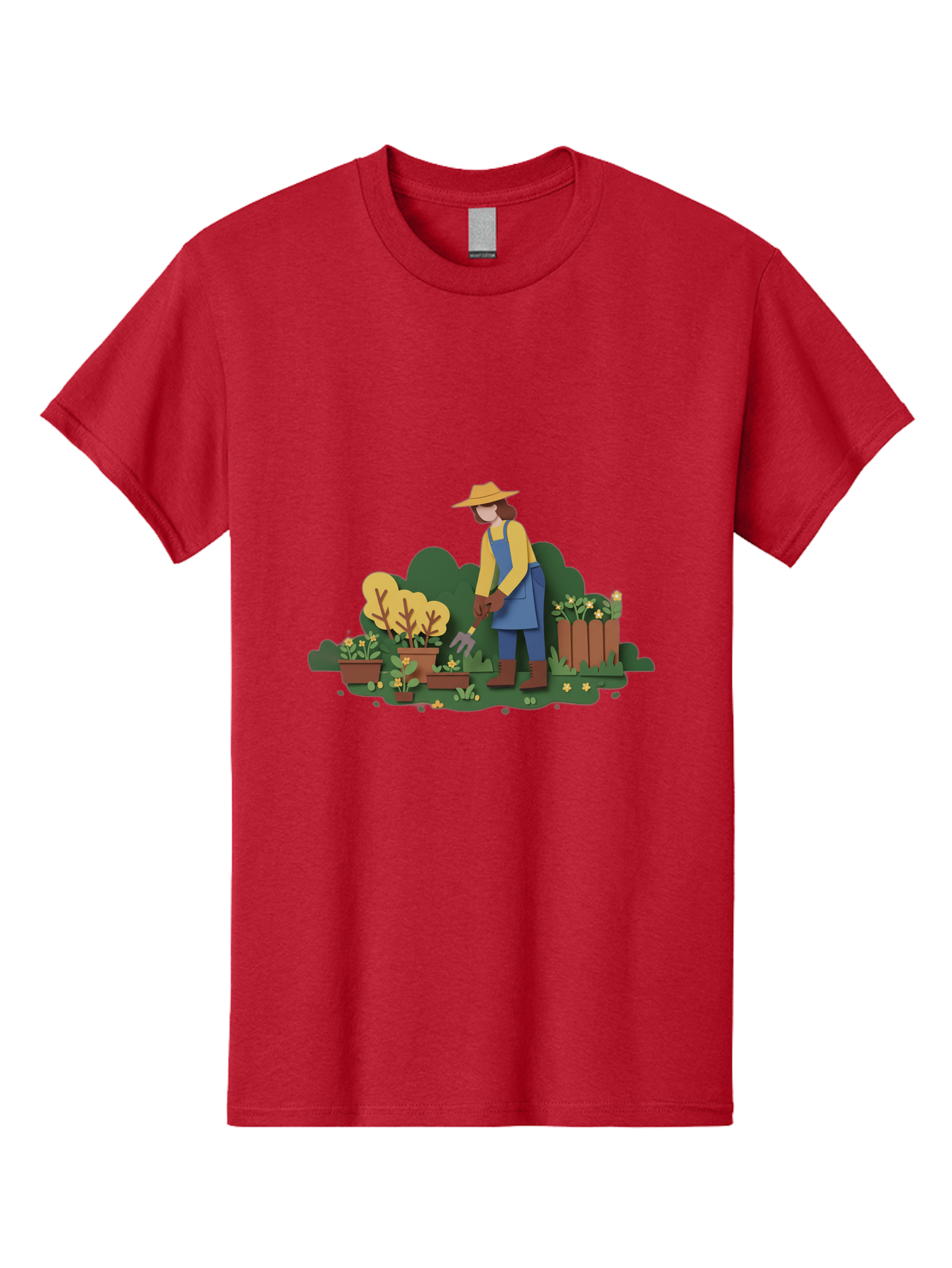 Woman-Gardening Men'S Graphic Tee, 100% Cotton, Comfortable Casual Summer Wear, Machine Washable, Gardener Tending Plants, Gardening Tools, Potted Plants, Gardening Activities, Yellow Flowers, Garden Scenery, Outdoor Work, Gardening Gloves Bab591