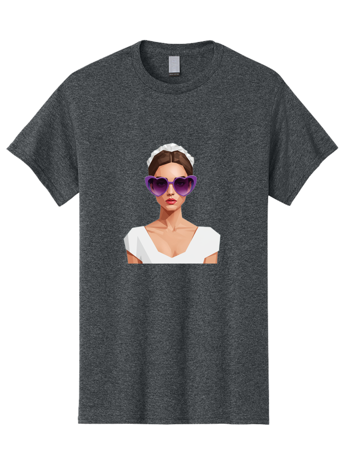 Woman-In-Sunglasses Men'S Graphic Tee, 100% Cotton, Comfortable Casual Summer Wear, Machine Washable, Fashionable Woman, Stylish Sunglasses, Elegant White Dress, Sophisticated Look, Trendy Accessories, Modern Fashion, Purple Shades, Bab592